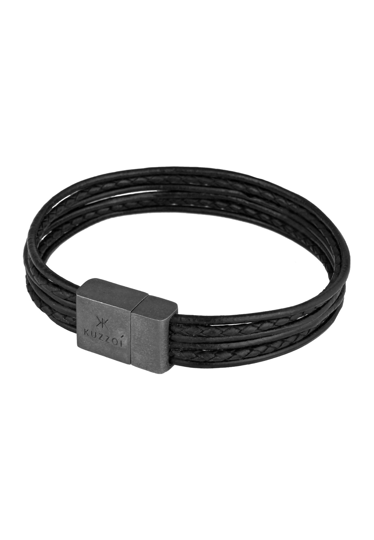 Kuzzoi Lederarmband »Armband Leder 6-reihig Magnet Basic 925 Silber oxidiert«