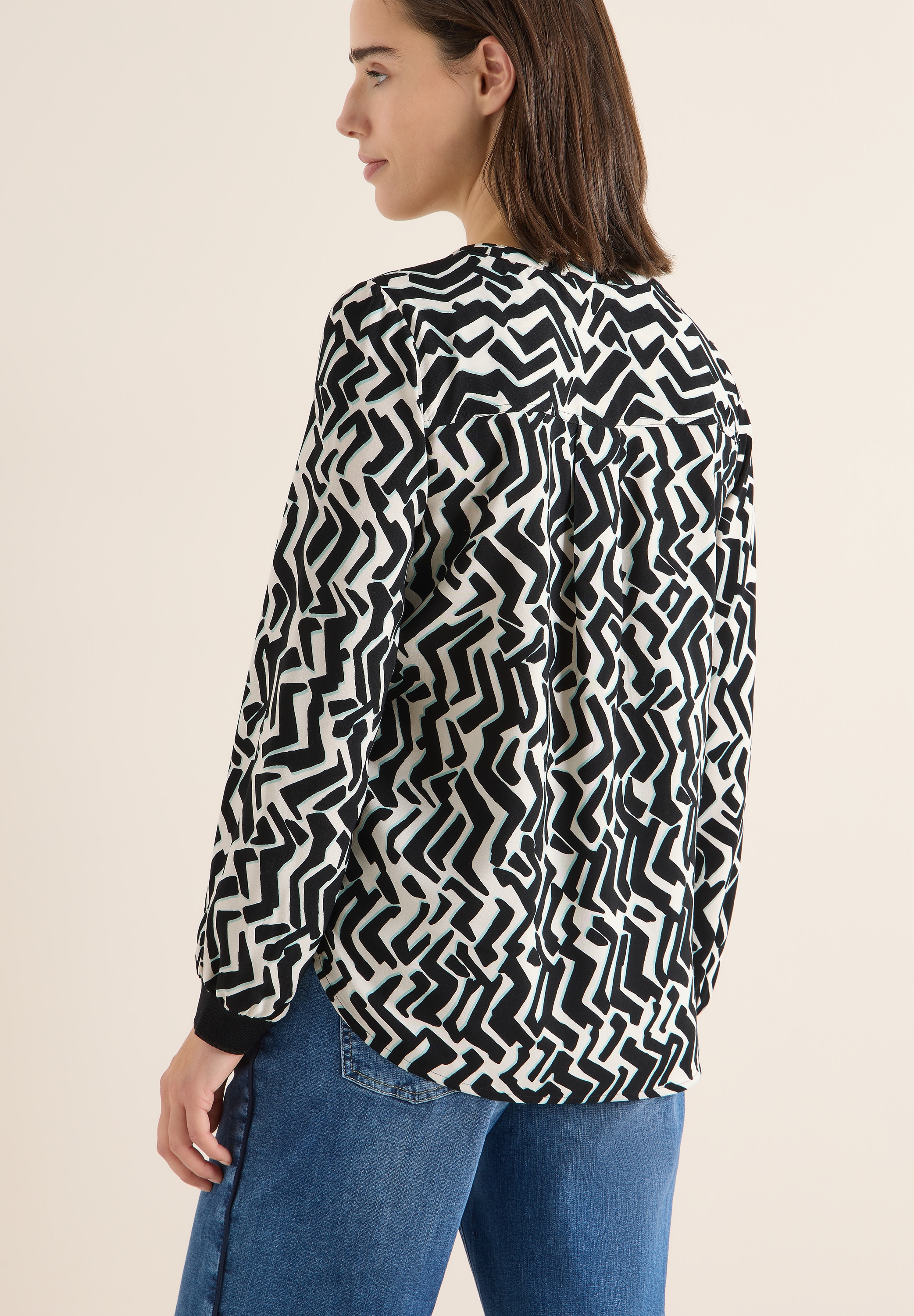 Cecil Druckbluse Print-Bluse mit Tape und grafischem Muster