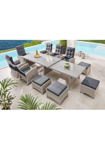 Garten-Essgruppe »Monaco«, (Set, 27 tlg., 6x Sessel, 4x Hocker, 1x AZ-Tisch...