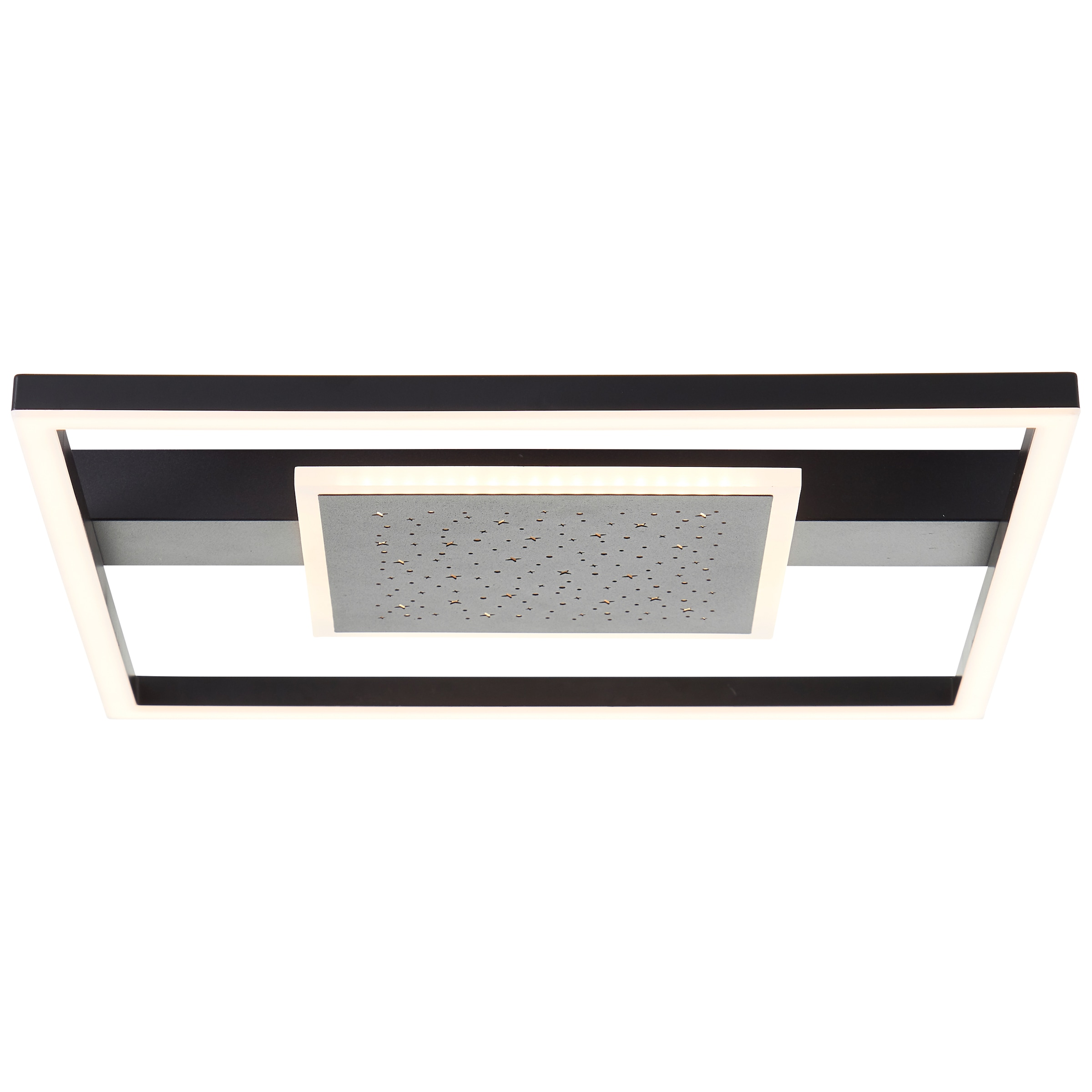 BreLight LED Deckenleuchte »Reno« 1 Stk. Warmweiß 37 x 37 cm, 3500 lm, 3000 K, Sternenglanz, schwarz
