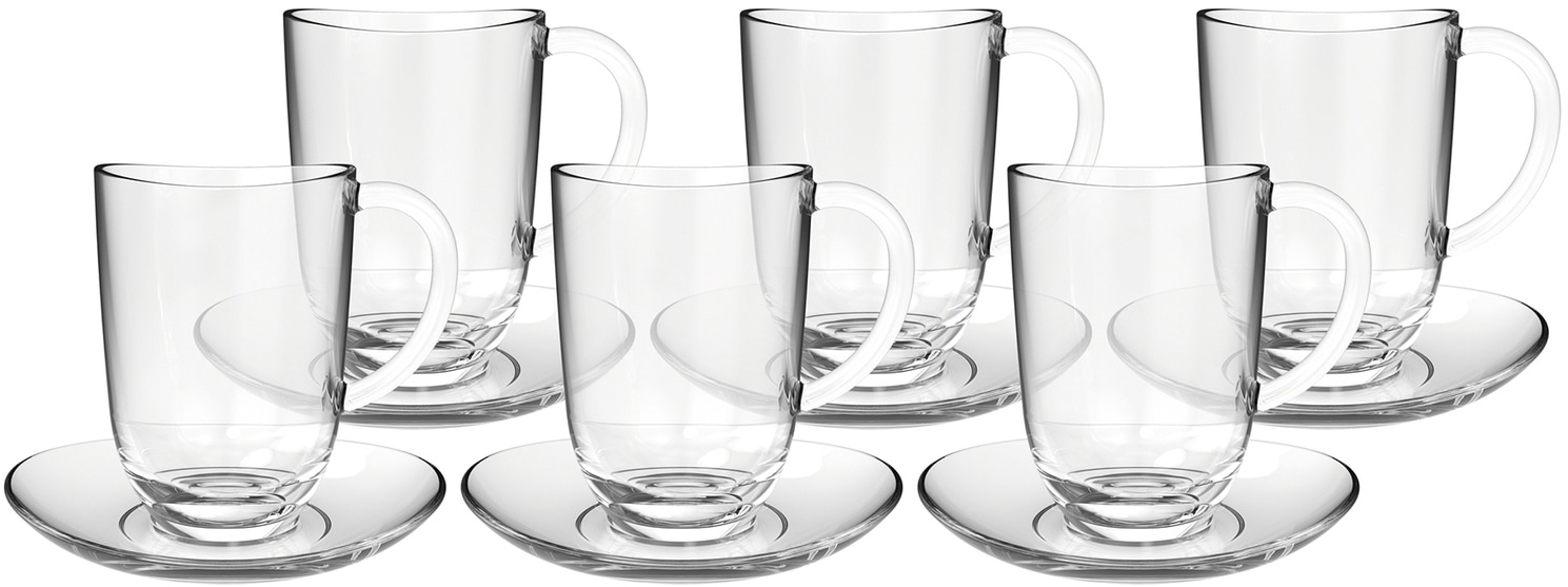 LEONARDO Latte-Macchiato-Glas »NAPOLI«, (Set, 6 3 380 XXL Garantie Untertassen), 6 mit ml, Macchiatotassen-6 Jahren Latte tlg., 6-teilig