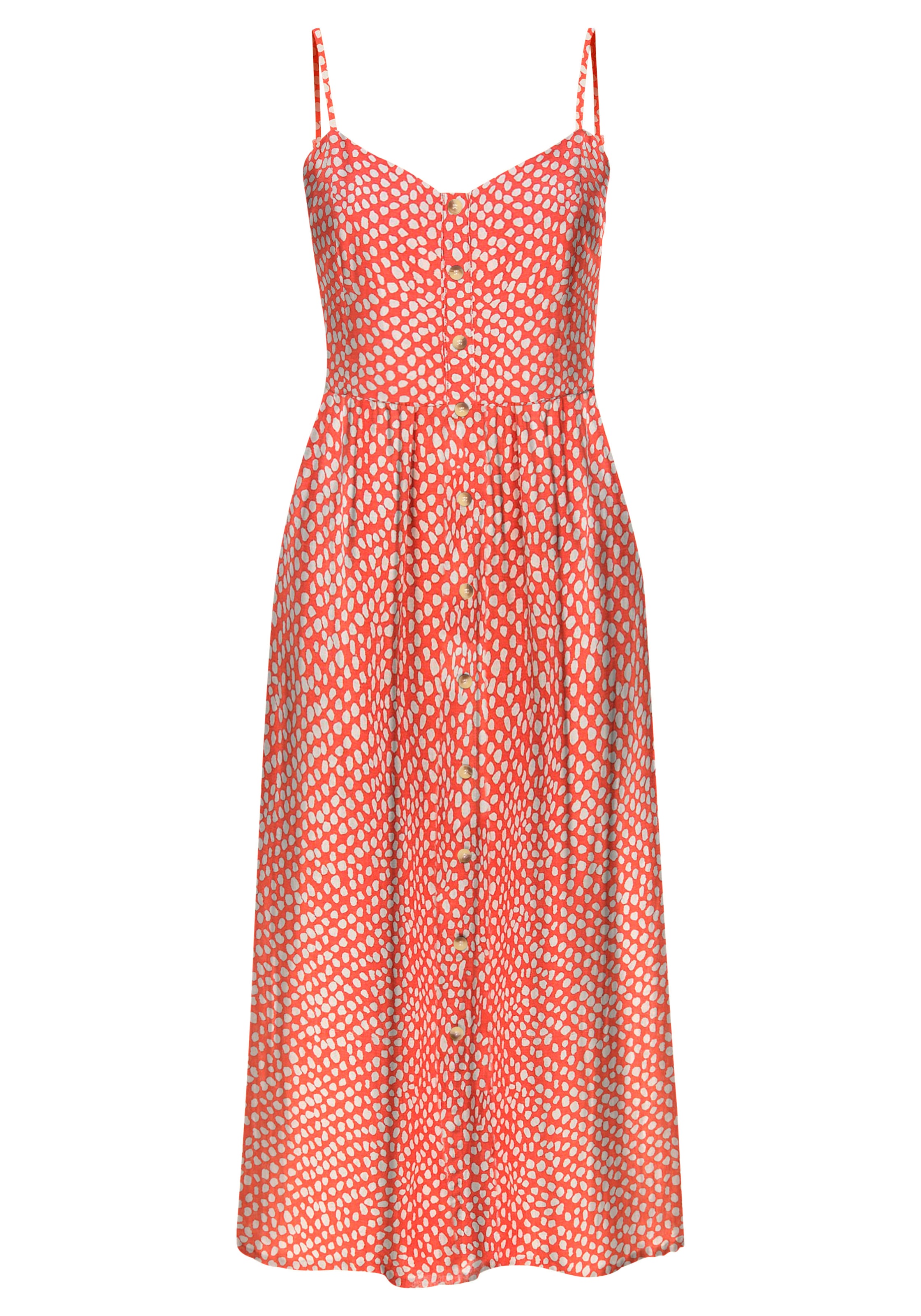 LASCANA Sommerkleid, aus Leinenmix, Midikleid, Strandkleid, Druckkleid