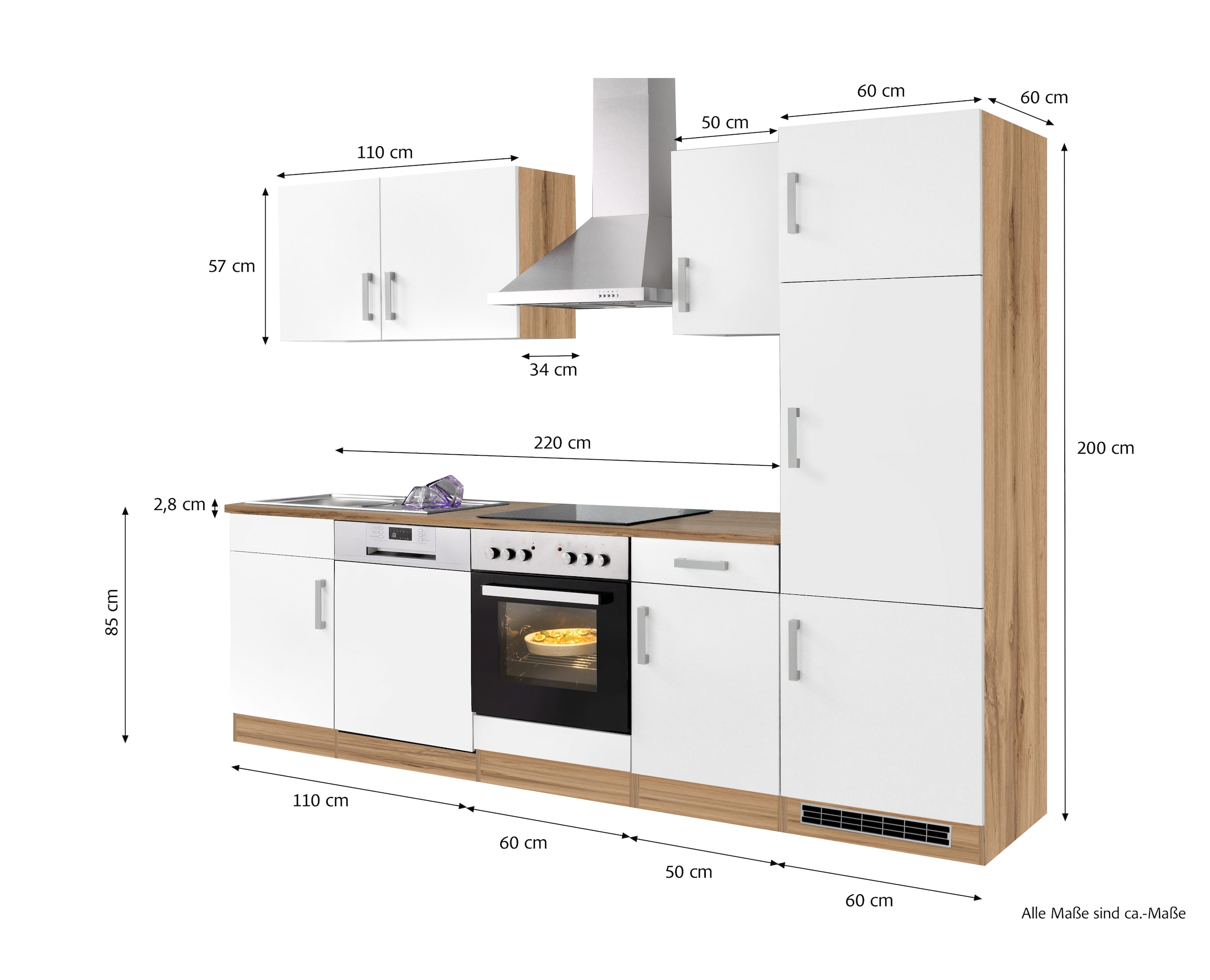 KOCHSTATION Küchenzeile »KS-Toronto«, Breite 280 cm, mit E-Geräten
