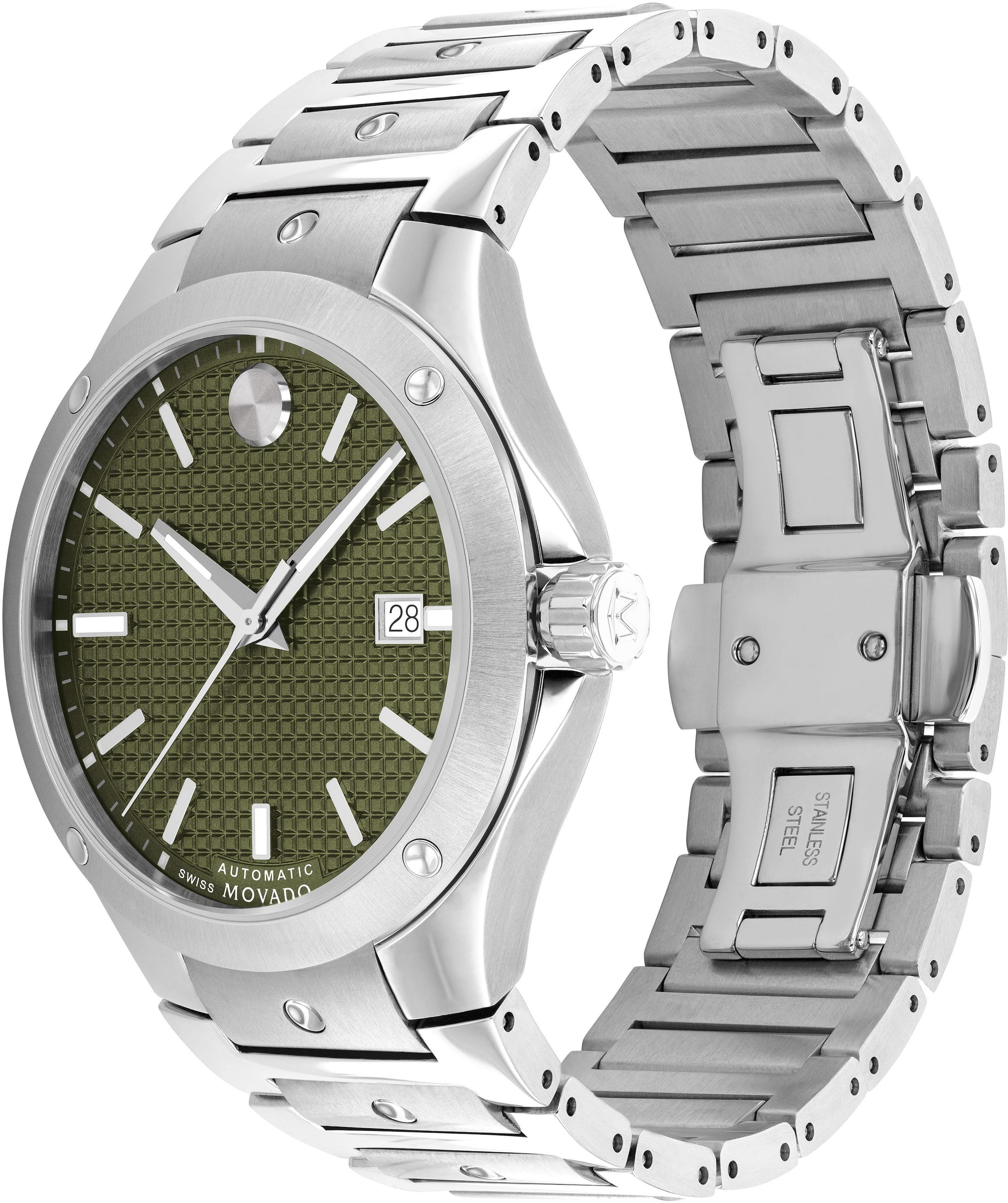 MOVADO Automatikuhr »SE., 0607645«, Armbanduhr, Herrenuhr, mechanische Uhr, Swiss Made, Datum