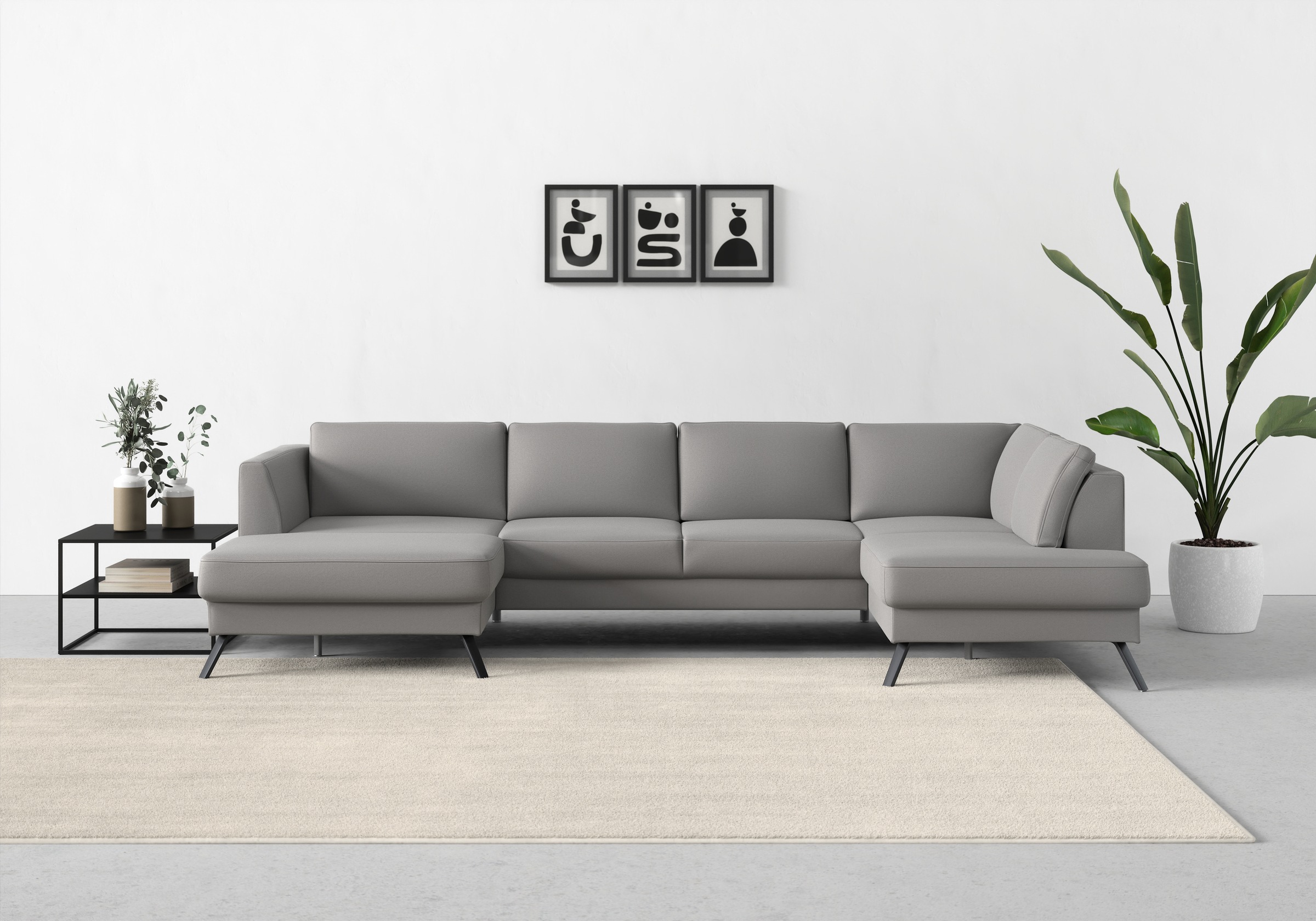 sit&more Wohnlandschaft »Lindholm U-Form«, mit Sitztiefenverstellung und Federkern