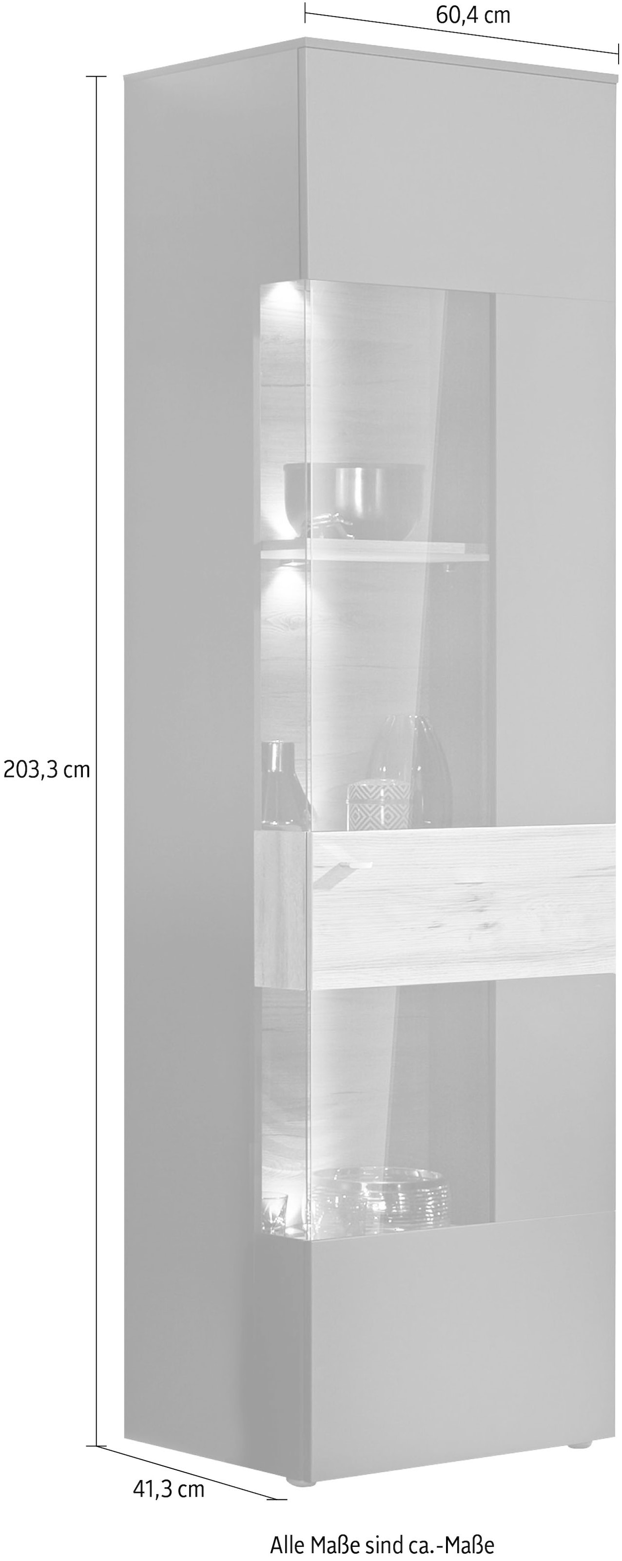 FORTE Vitrine »Como«, Vitrine, Glastüre, LED Beleuchtung, Soft Close Linksanschlag