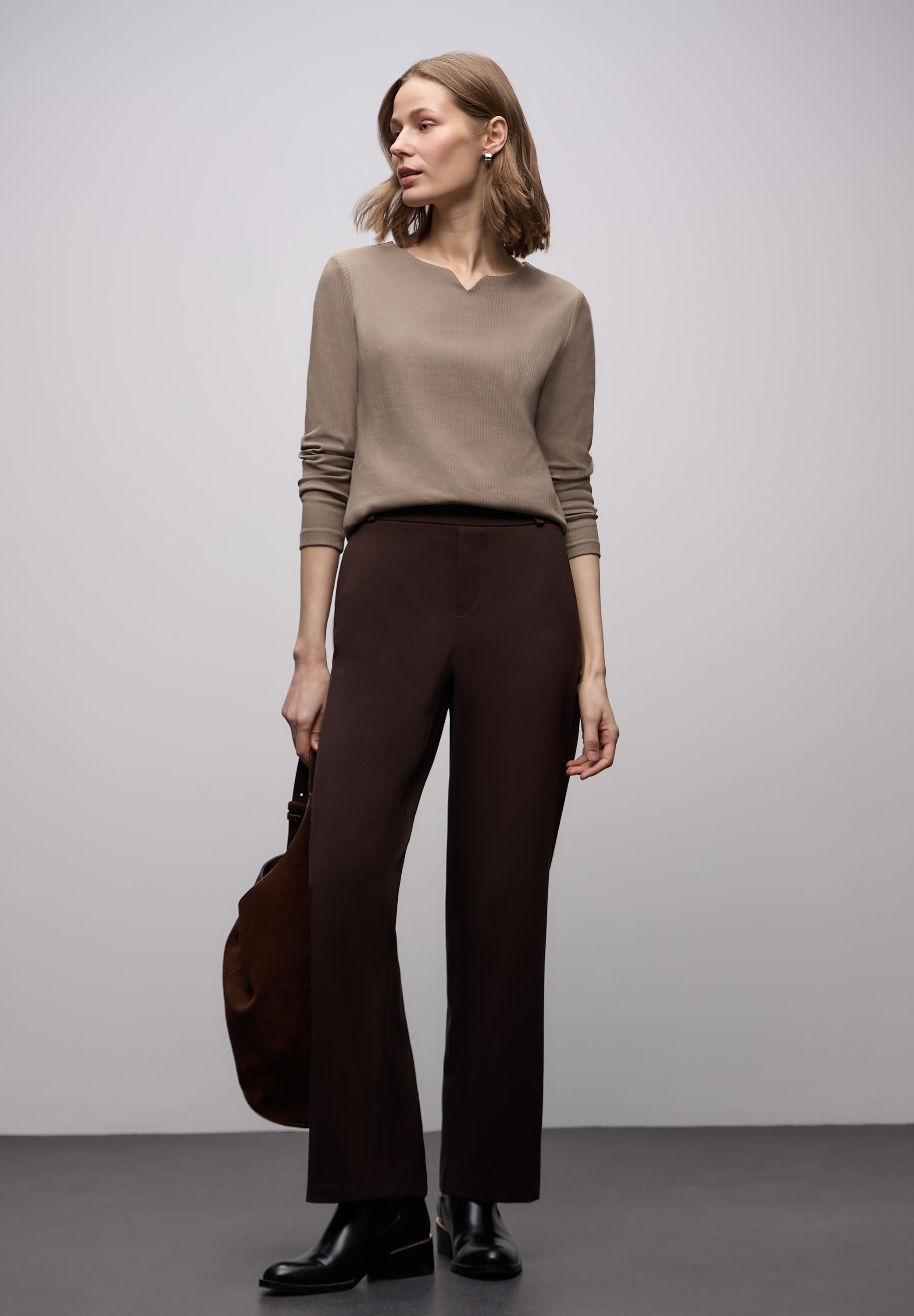 STREET ONE Langarmshirt mit Rippstruktur