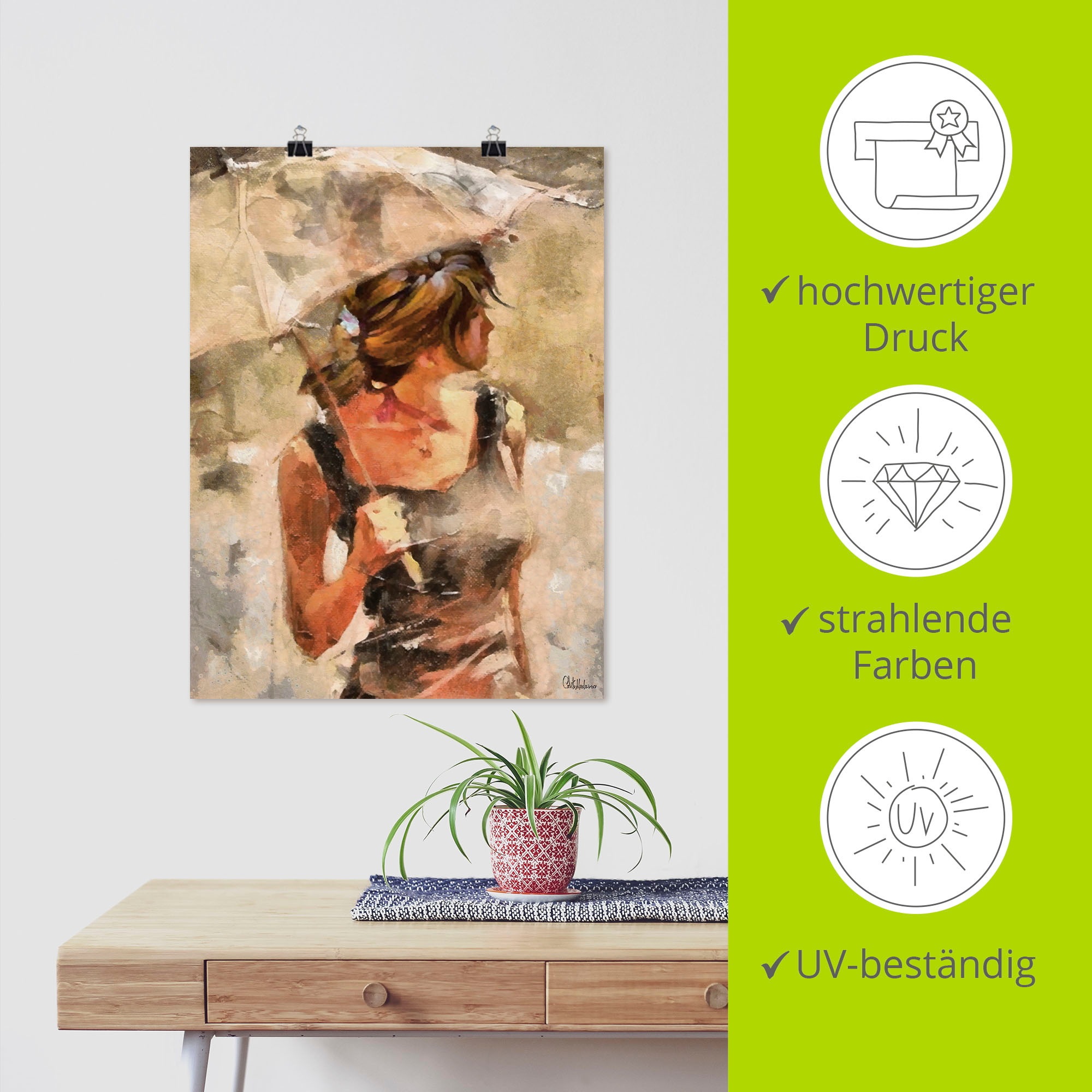 Artland Wandbild »Lady mit Regenschirm«, Portrait, (1 St.), als Leinwandbild, Poster in verschied. Größen