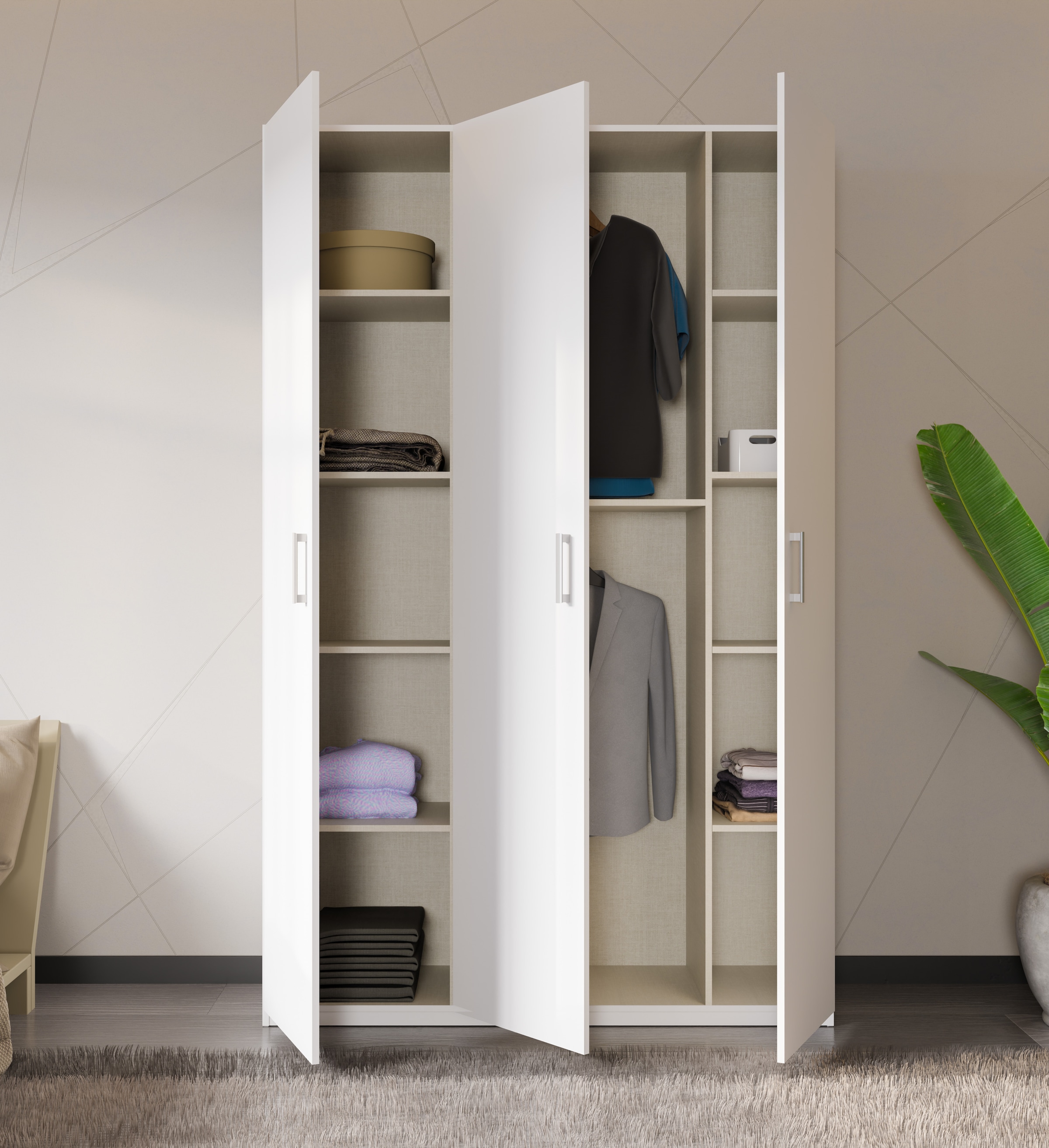 FORTE Kleiderschrank B/H/T 133,2/210,5/42 cm, stehende Montage