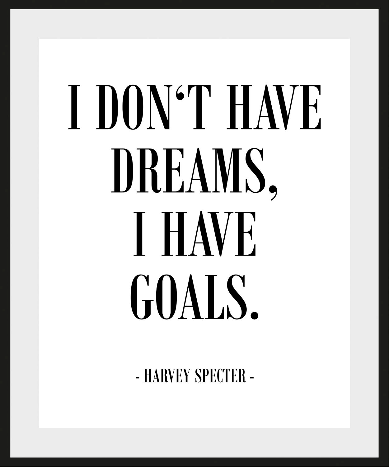 queence Bild »GOALS« Filmszene | Humor | Schriftzug | Schwarz-Weiß | Sprüche & Texte 1 Stk. tlg. HD Premium Poster-Druck inkl. Holzrahmen