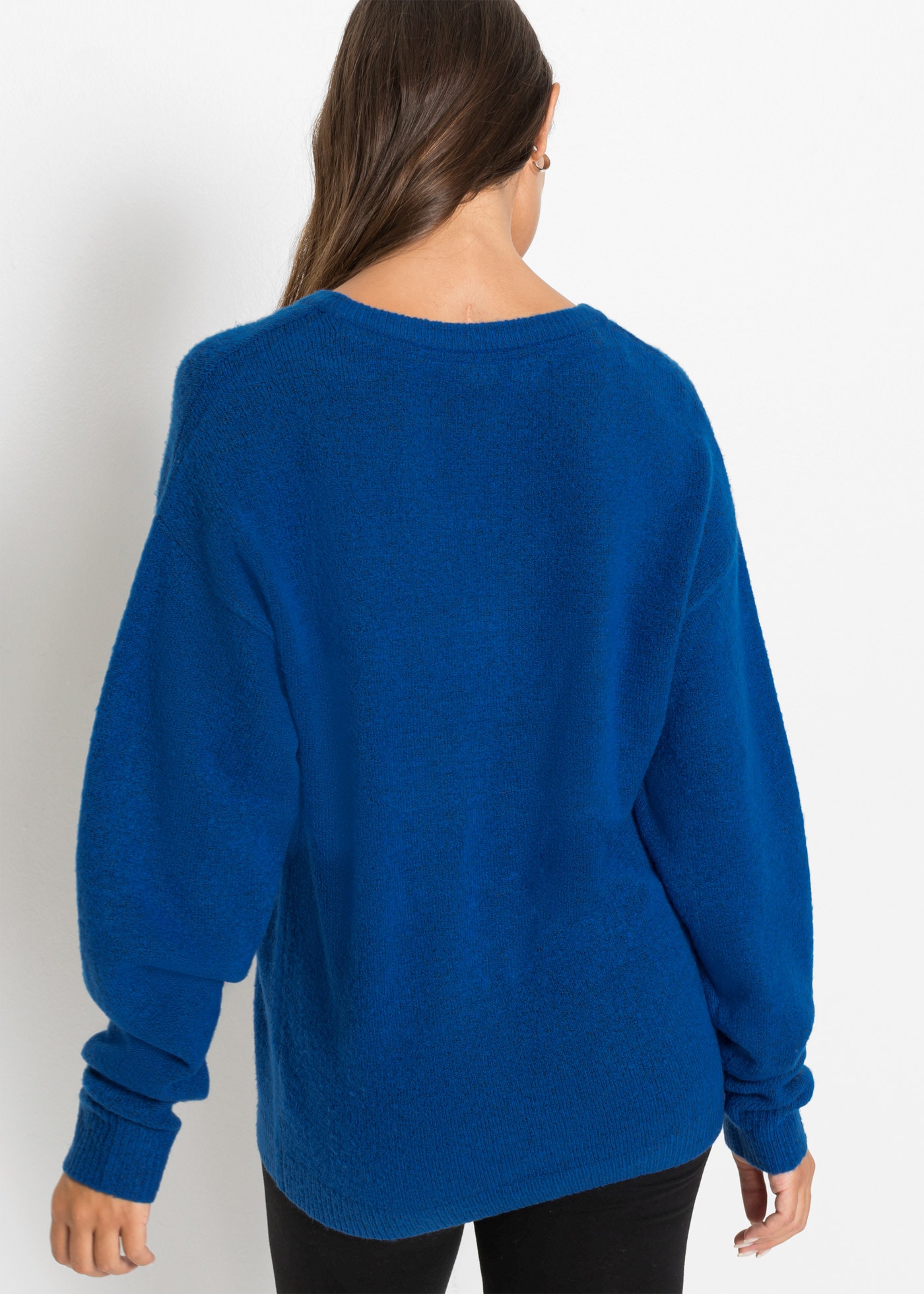 bonprix Strickpullover »Oversize-Strick-Pullover« aus weichem Material, mit V-Ausschnitt, Oversized-Passform