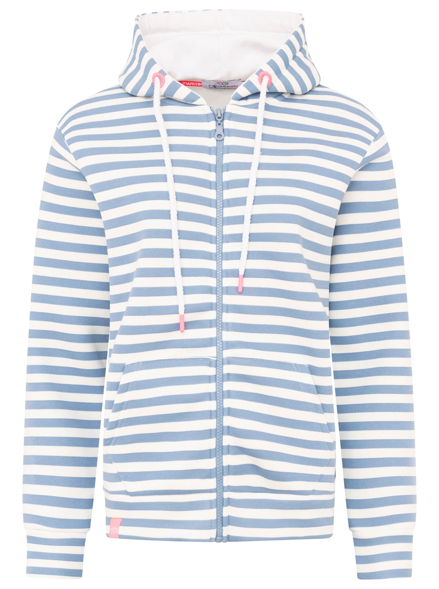 Zwillingsherz Kapuzensweatjacke, Streifen, Kapuze, Reißverschluss, modisch, Langarm, Taschen