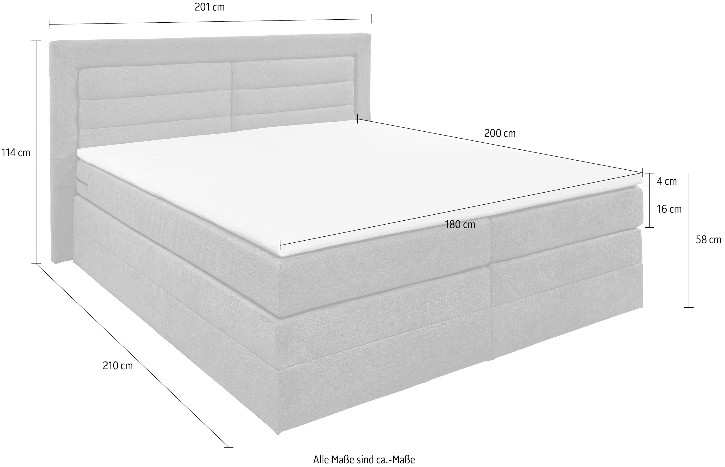 ED EXCITING DESIGN Boxspringbett »Saba«, (6 St.), inkl. zwei Bettkästen und Topper