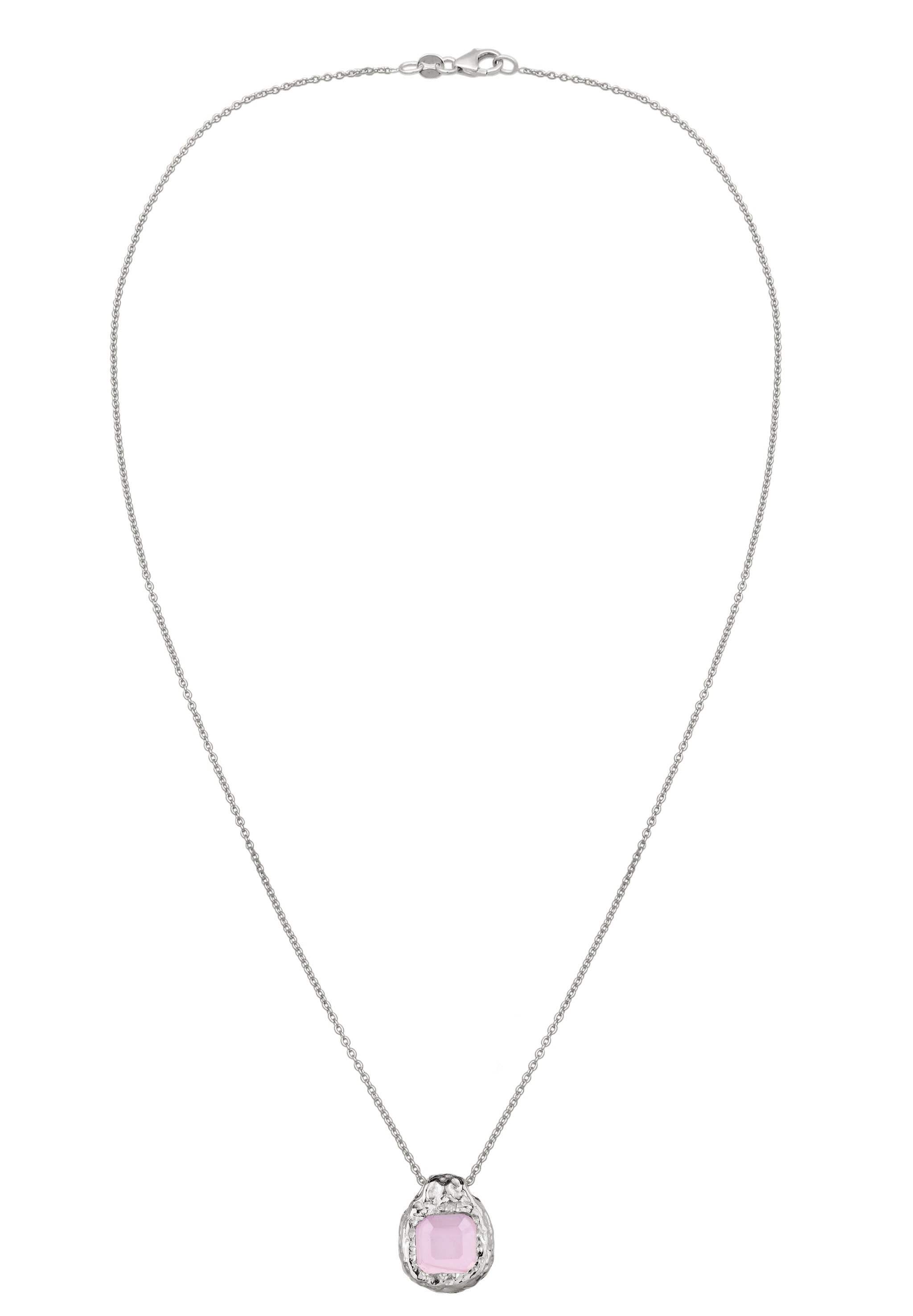 HAZE & GLORY Kette mit Anhänger »Halskette Rechteck Quarz Rosa 925 Sterling Silber«