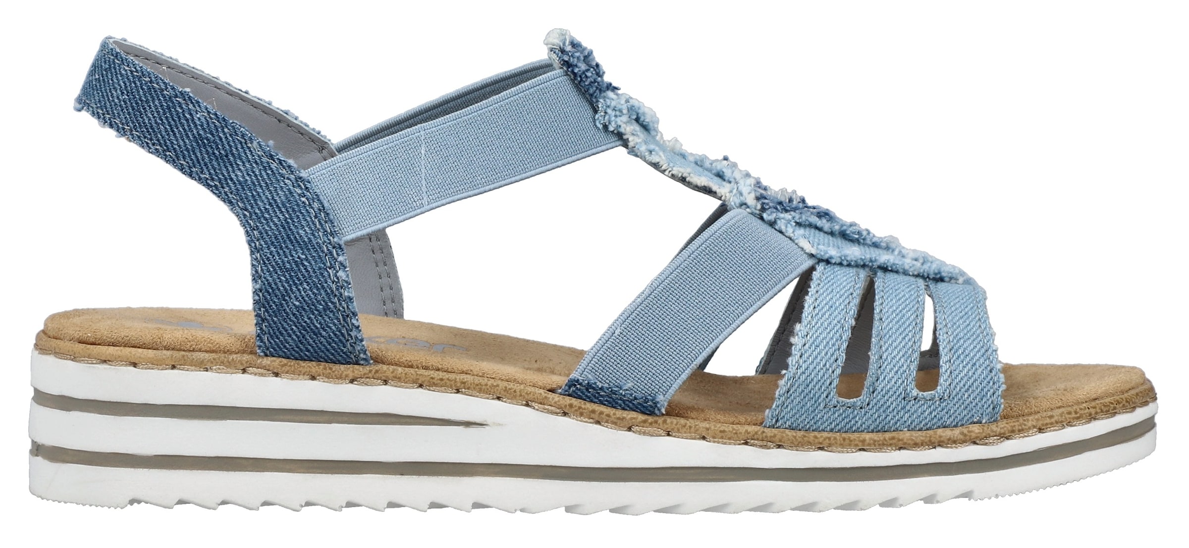 Rieker Keilsandalette, Sommerschuh, Sandale, Plateau, Urlaubschuh mit seitlichen Gummizügen
