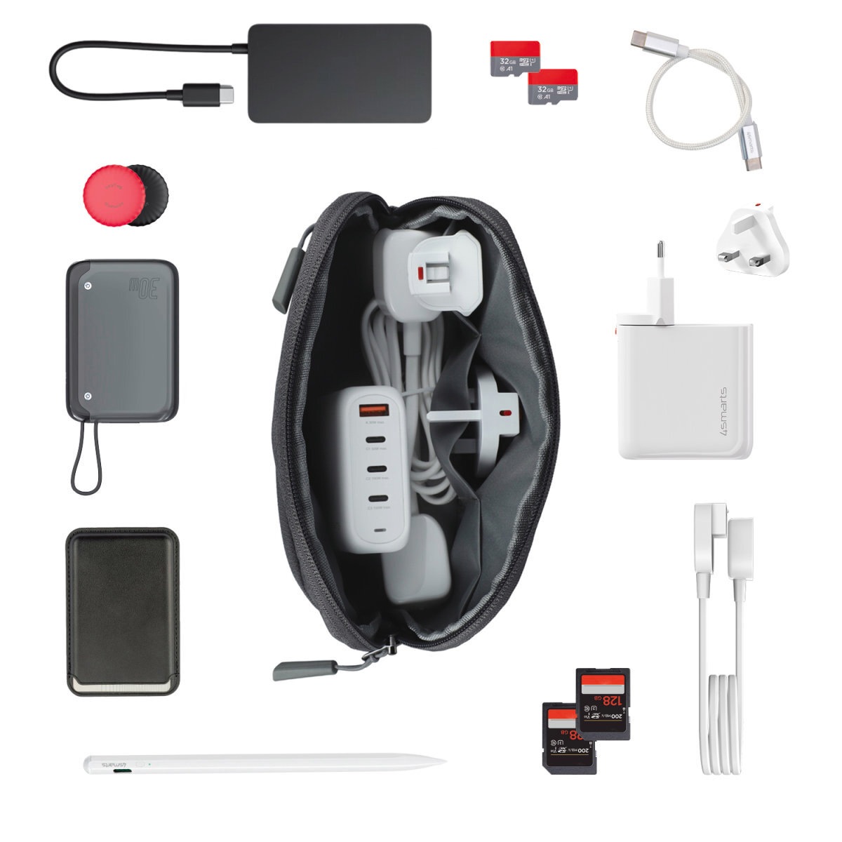 4smarts USB-Ladegerät »GaN Flex Pro 100W 3x USB-C + 1x USB-A, Travel Edition«, flexibel nutzbar mit EU-, UK- und US-Adaptern