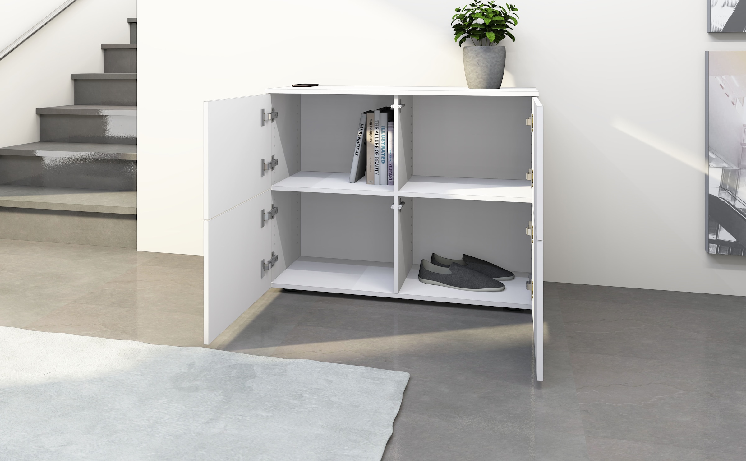 borchardt Möbel Kommode »Rova« Breite 93 cm, 4-türig, Kommode mit viel Stauraum, weiß-matt