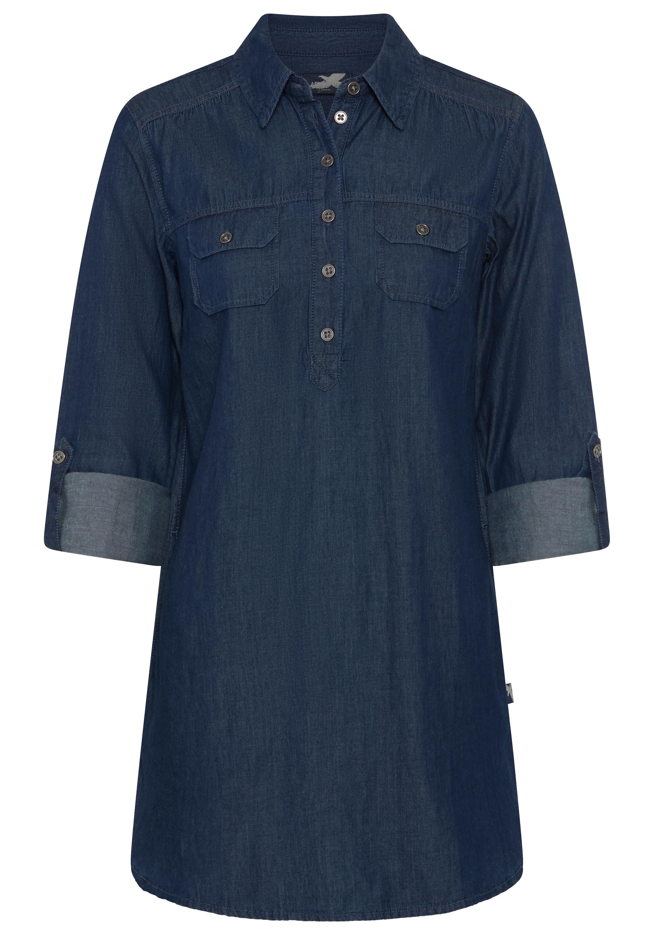Arizona Jeansbluse »Krempelärmel mit Riegel« im Tunikastil