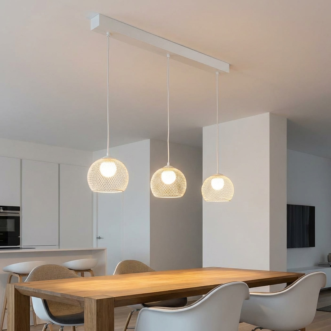 SCHÖNER WOHNEN-Kollektion Pendelleuchte »MESH« G9 1 Stk. 3-flammig, höhenverstellbar, Sandbrise – stimmungsvolles Licht