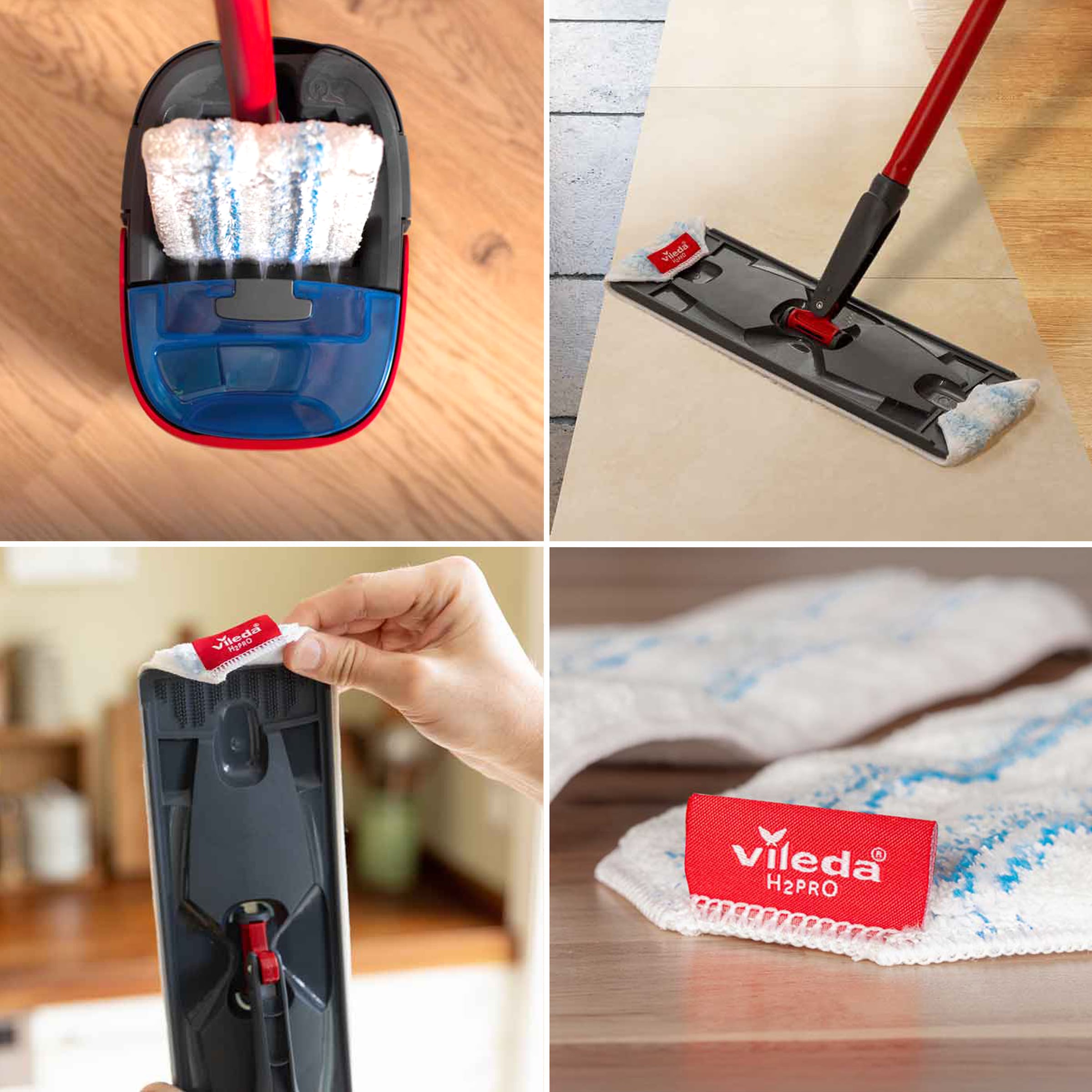 Vileda Wischbezug »Vileda H2Pro Flatmop Ersatzbezug« (Mikrofaser 11 cmx23 cm 1 Stk. tlg. Ersatzbezug für das Vileda H2PRO Flat Mop System