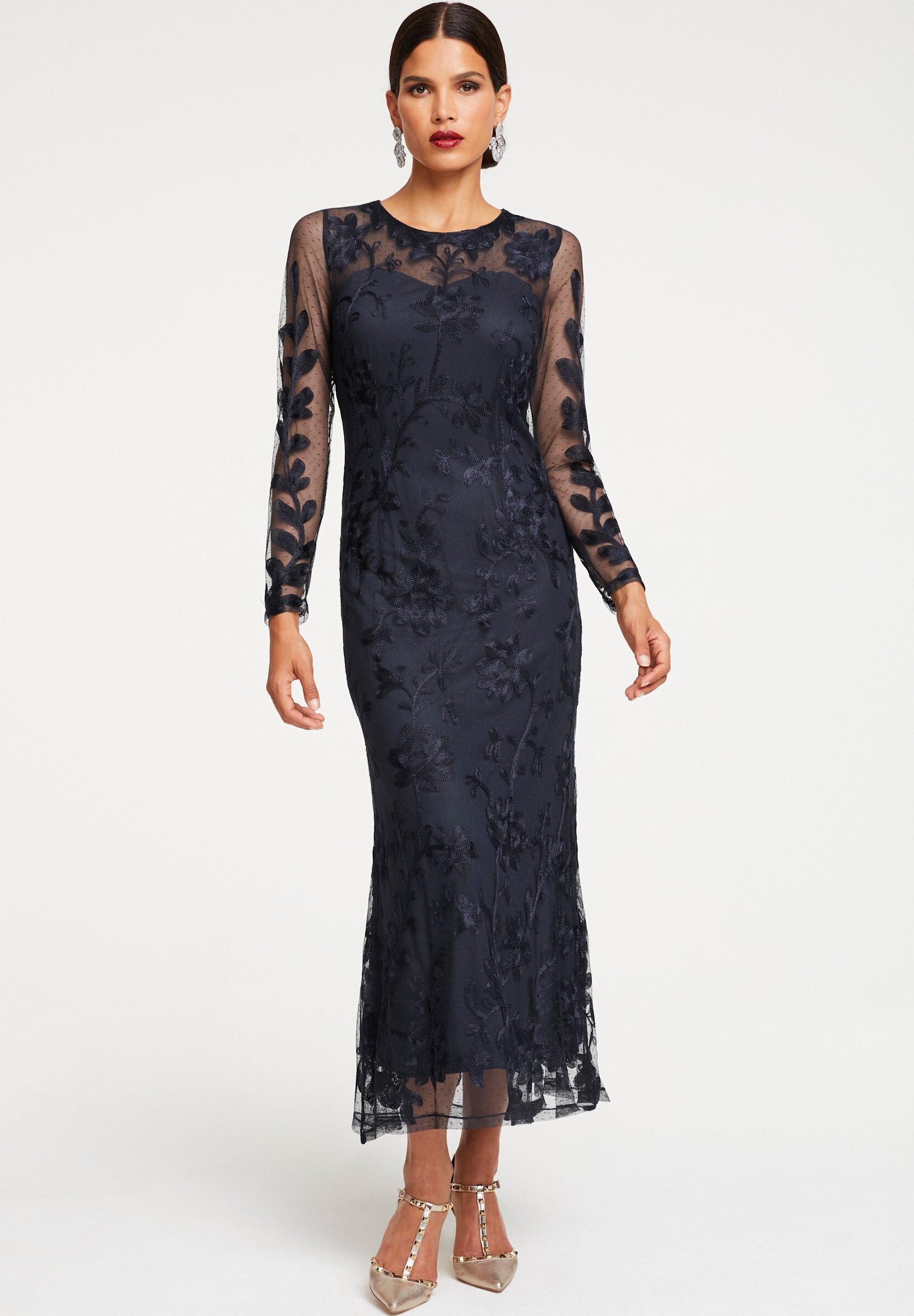 heine Jerseykleid »Abendkleid Elegantes Abendkleid mit Stickerei« Ohne Taschen