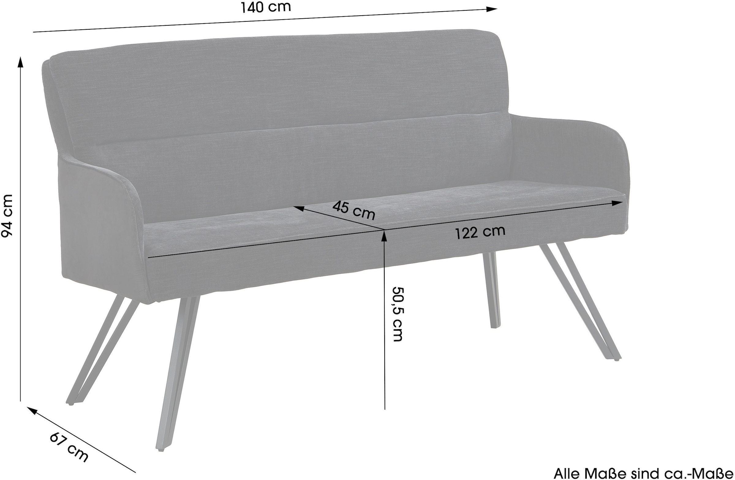 byLIVING Sitzbank »Tino« 1 Stk. tlg. mit Federkernpolsterung in 140 oder 160cm, hochwertige Polsterbezüge