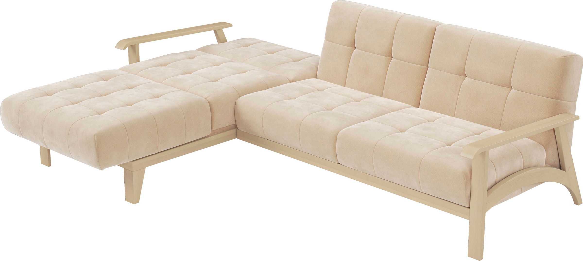 sit&more Ecksofa »Billund L-Form«, Armlehnen aus Buchenholz in natur, verschiedene Bezüge und Farben