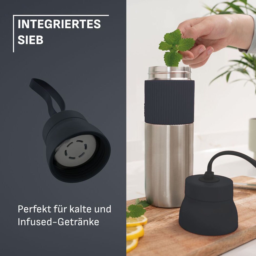Emsa Isolierflasche »beYou Twist« mit integriertem Sieb und Trageband, 100% dicht, spülmaschinengeeignet