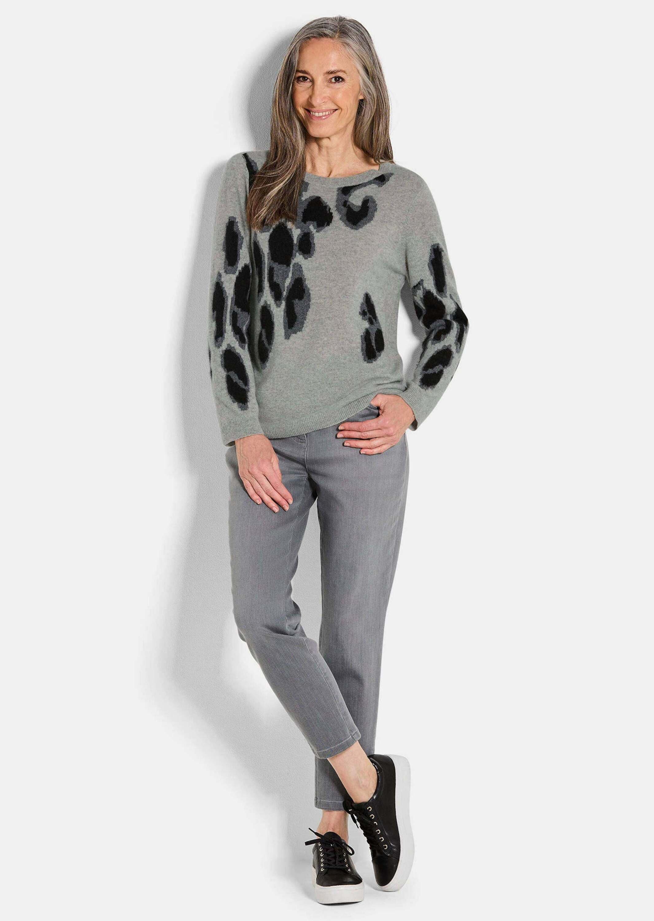 GOLDNER Rundhalspullover »Langarm Strickpullover im Leo-Design« Leo-Look