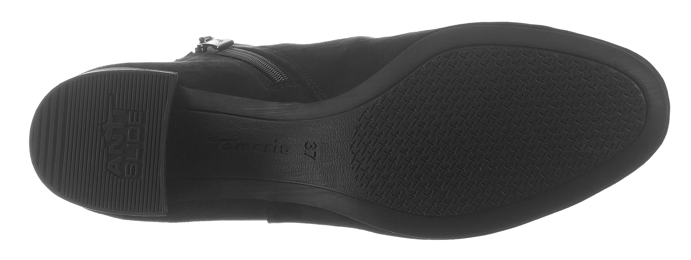 Tamaris Stiefelette, Blockabsatz, Ankleboots, Abendschuh in veganer Verarbeitung
