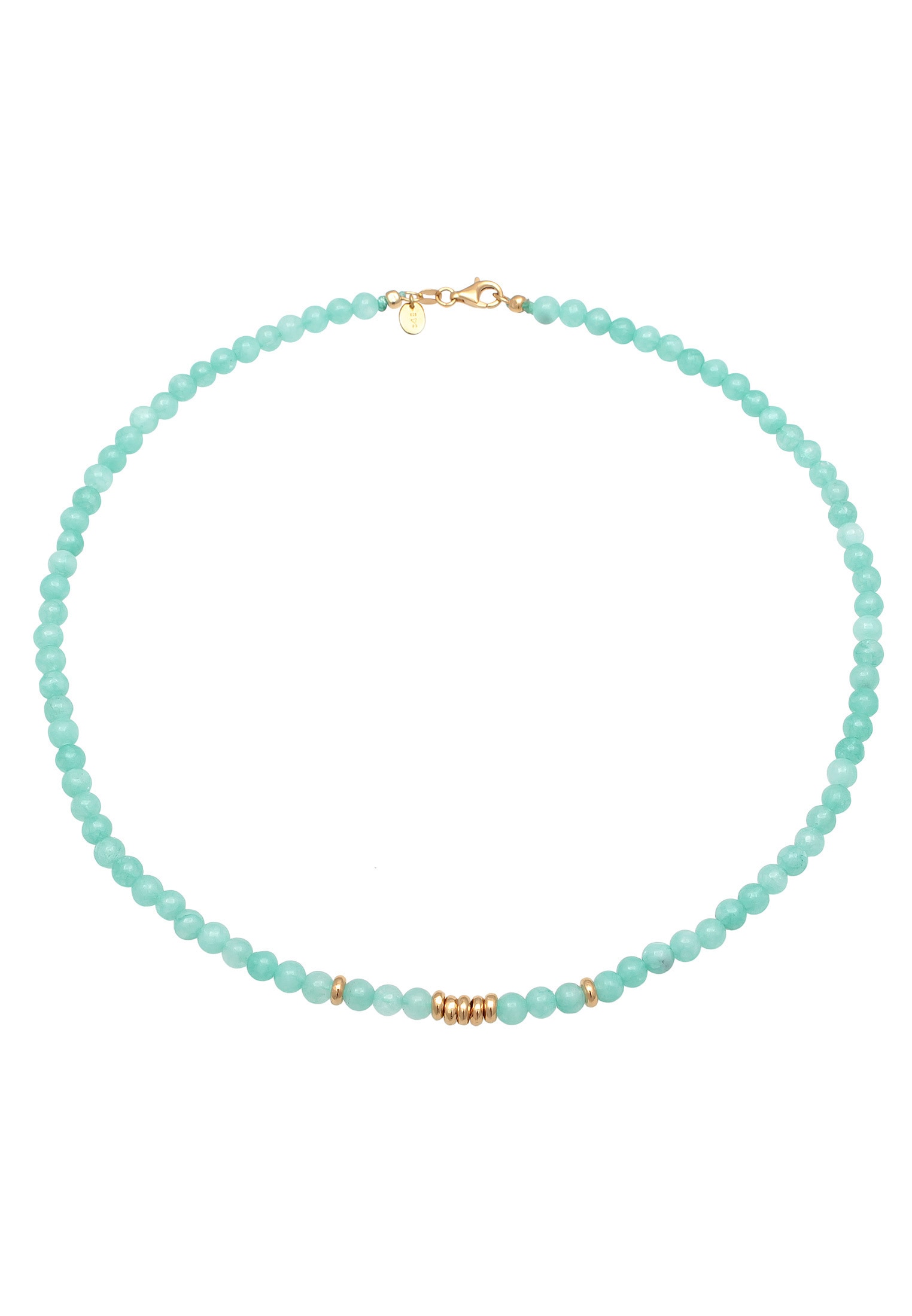 Elli Premium Silberkette »Halskette Amazonit Perlen Hellgrün Beads 925 Silber vergoldet«