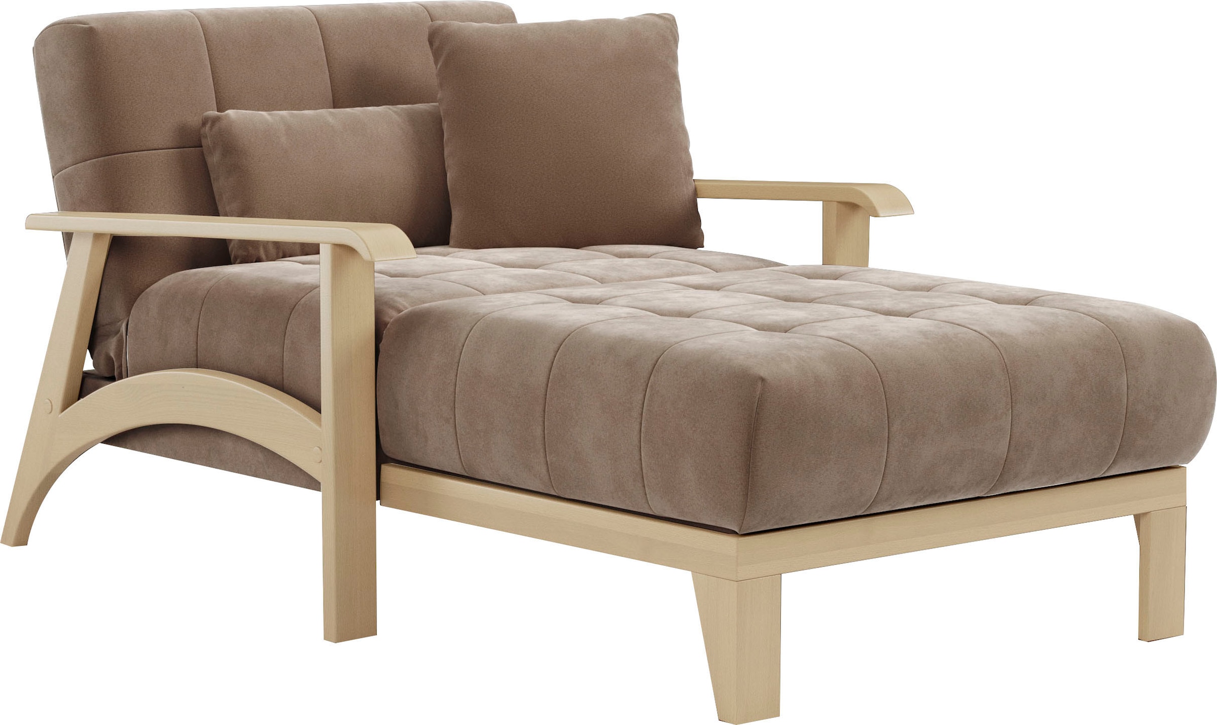 sit&more Recamiere »Billund«, Armlehnen aus Buchenholz in natur, verschiedene Bezüge und Farben