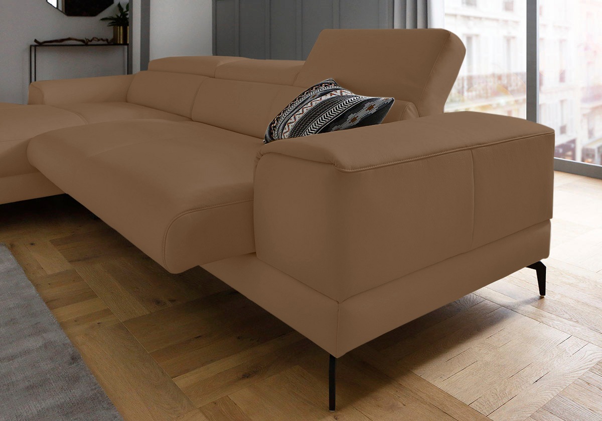 W.SCHILLIG Ecksofa »piedroo, Designsofa mit tollem Sitzkomfort, L-Form«, Kopfteilverstellung, wahlweise mit Sitztiefenverstellung, Breite 303cm