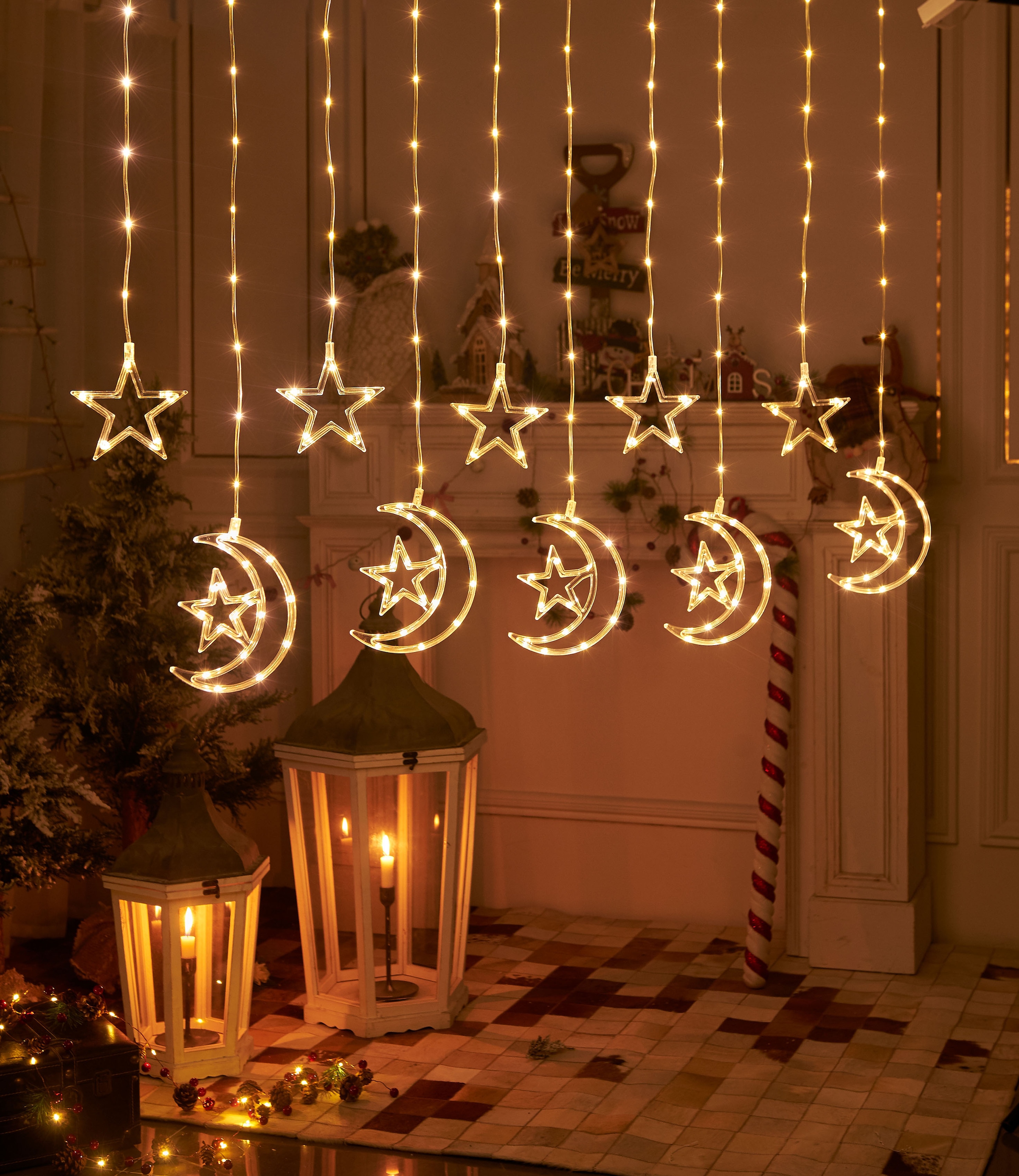 LED-Lichtervorhang »Weihnachtsdeko aussen«, 150 St.-flammig, mit 8 verschiedenen...