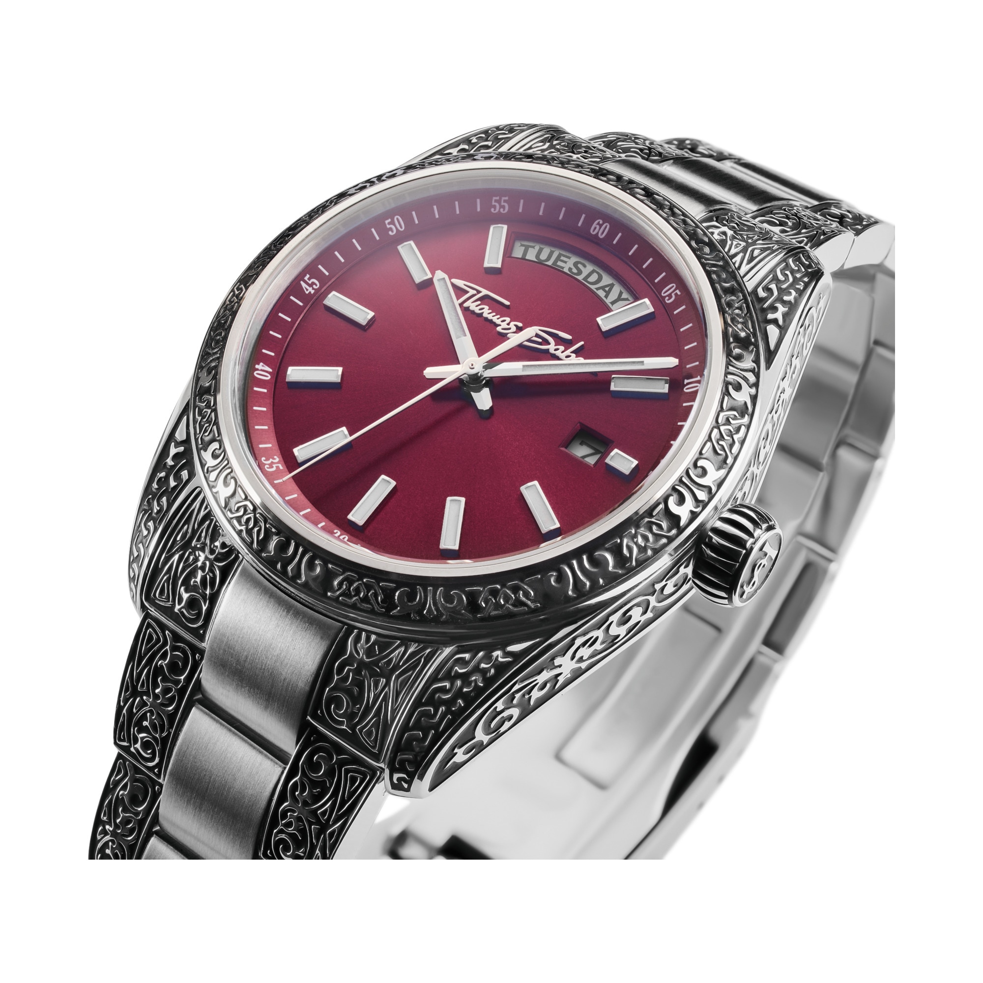 THOMAS SABO Quarzuhr »REBEL AT HEART REVIVE 36 mm« Armbanduhr, Damenuhr, Herrenuhr, Edelstahlarmband, analog, Tag