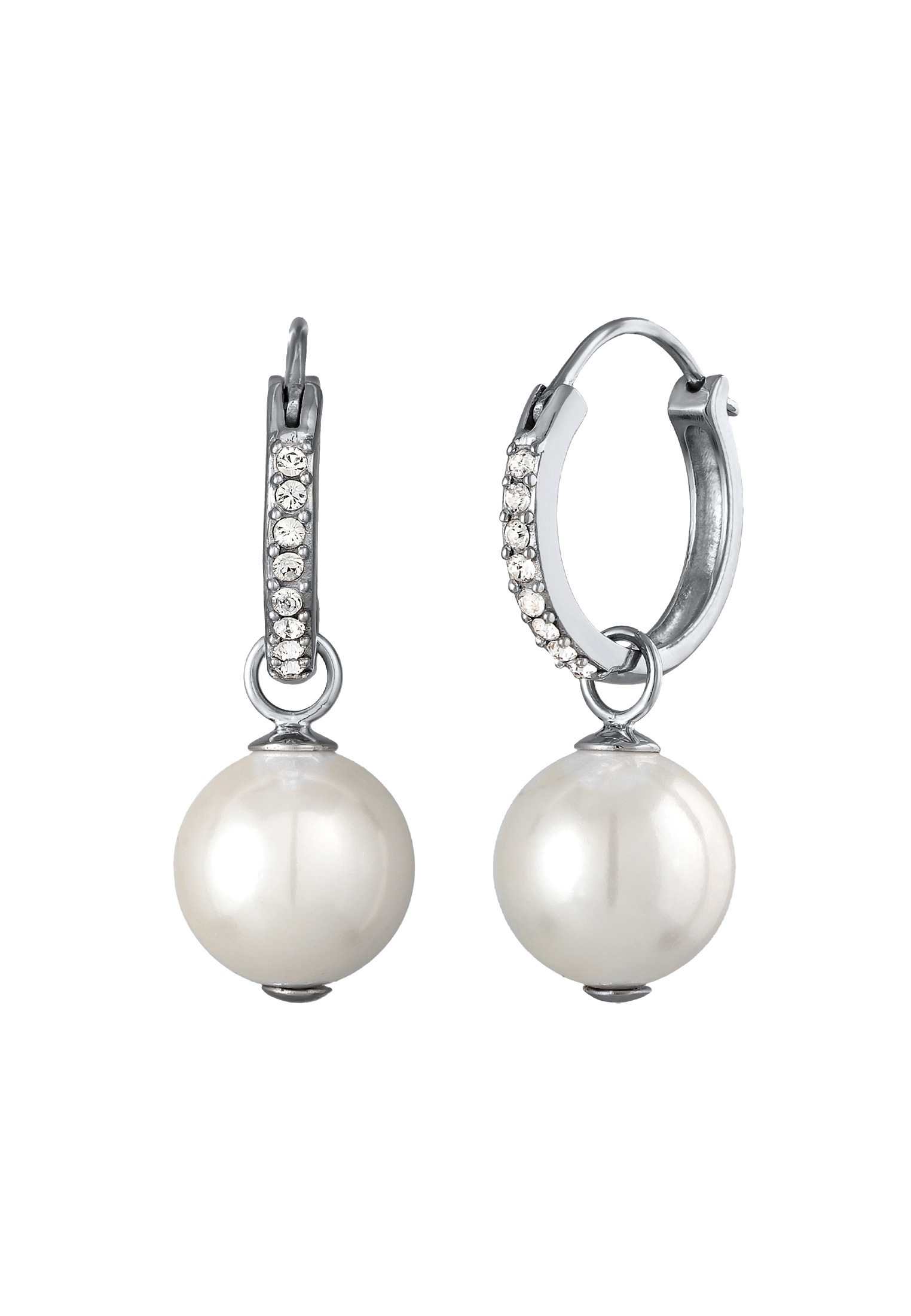 Elli Paar Creolen »Ohrringe Creolen Muschelkernperlen Kristalle 925 Silber«