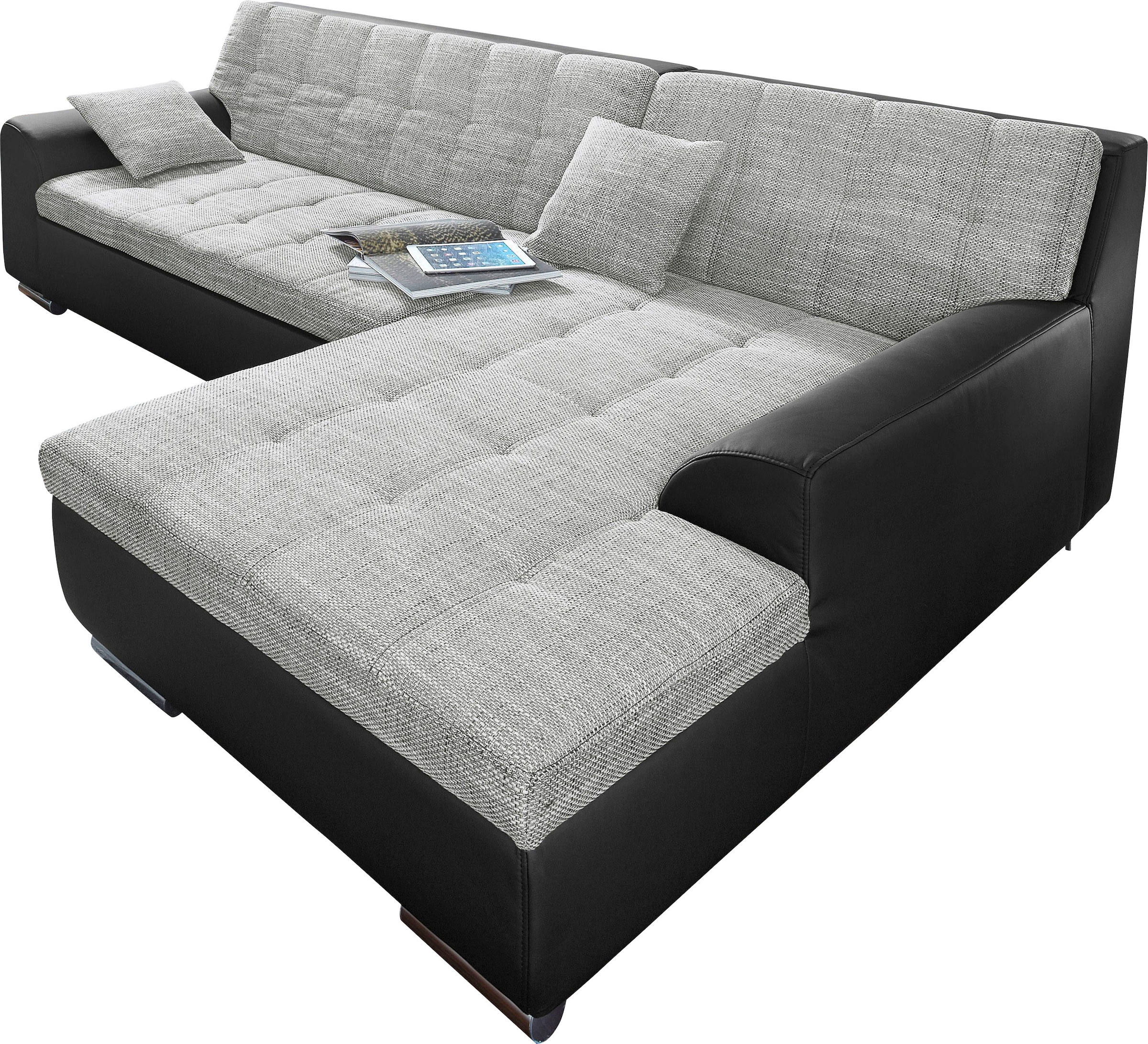 DOMO collection Ecksofa Treviso, wahlweise mit Bettfunktion, incl. Zierkissen