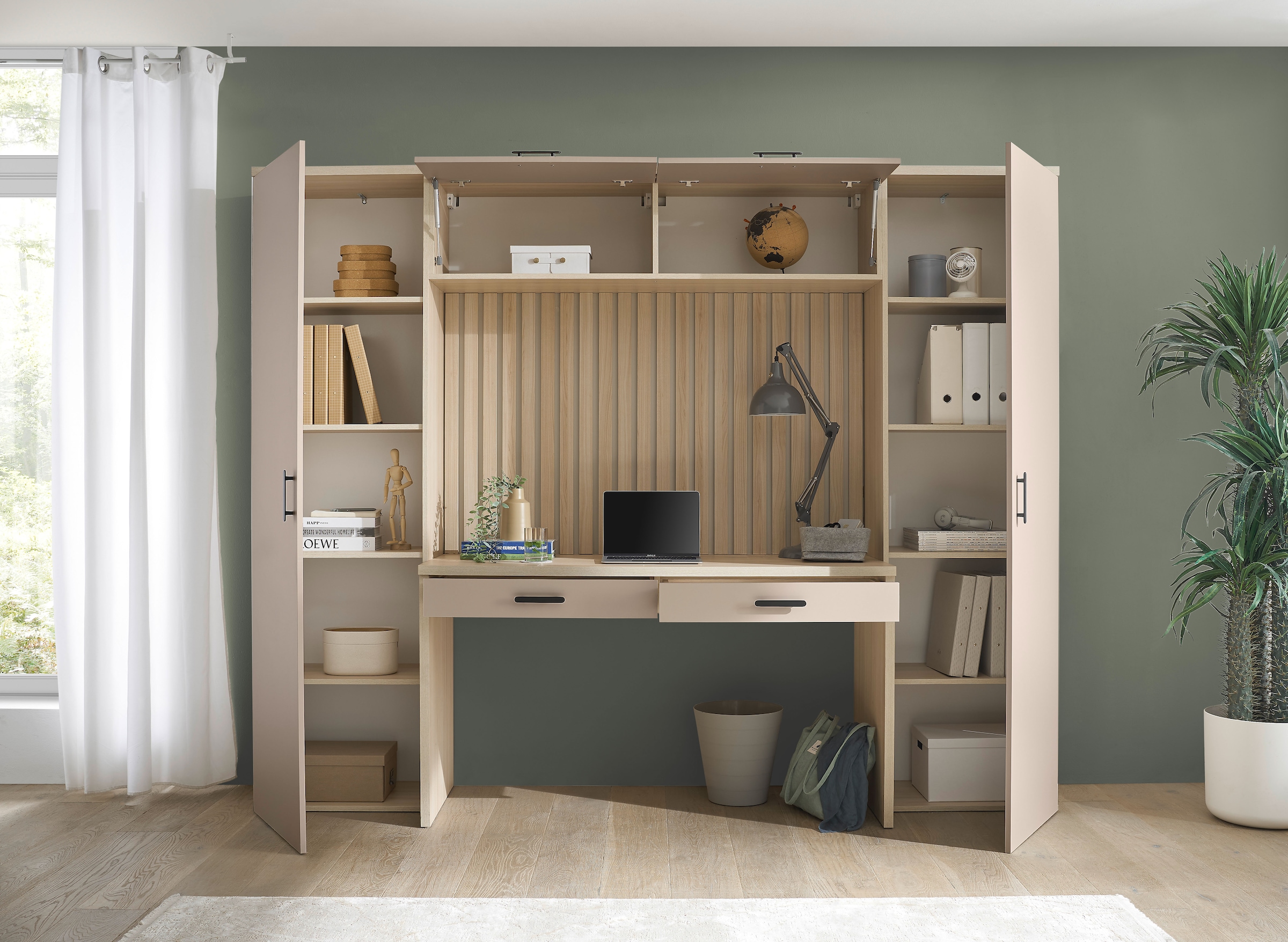 BEGA OFFICE Büromöbel-Set »Aragon Bürokombination B/H/T 250x200x60 cm« 4-tlg. Bürokombination, Melaminbeschichtung, Metallgriffe