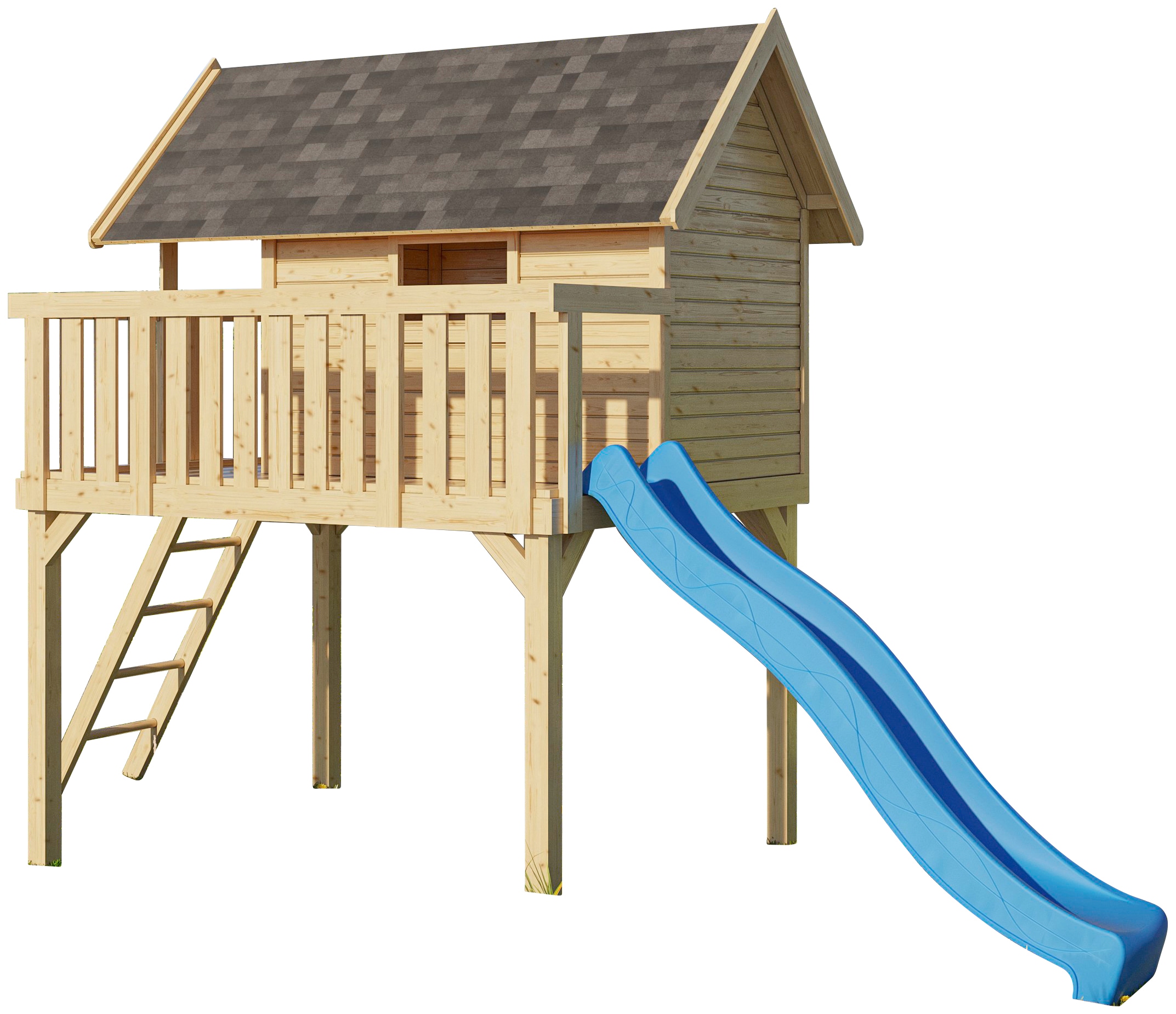 AKUBI Spielturm »Fidel« BxTxH: 198x243x329,5 cm, mit Rutsche in blau