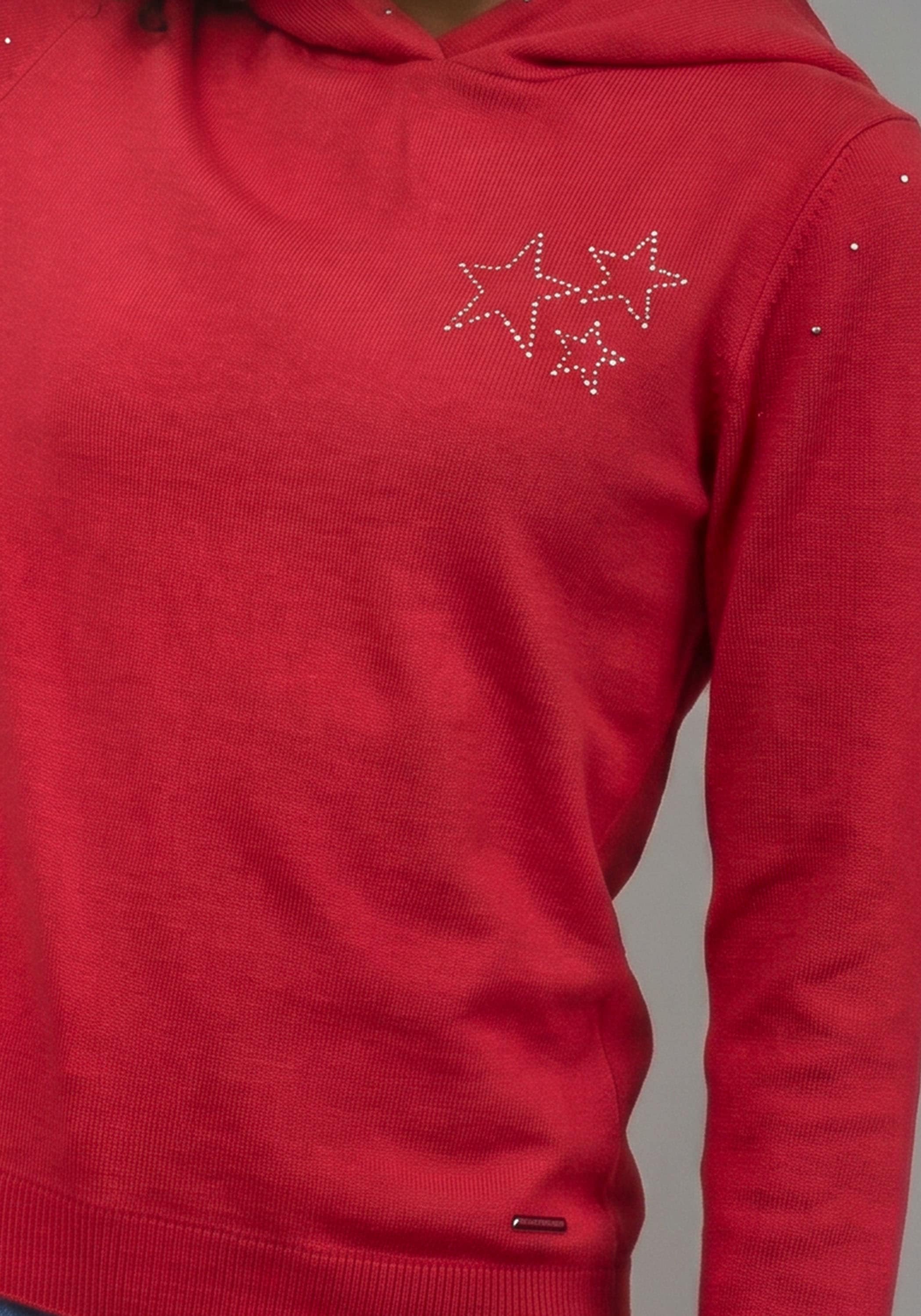 Bruno Banani Sweatshirt »Hoodie mit Nieten-Details an Kapuze und Sternen im Nietendesign«, Sweatshirt mit Nietenverziehrung, aus weiche Interlockware
