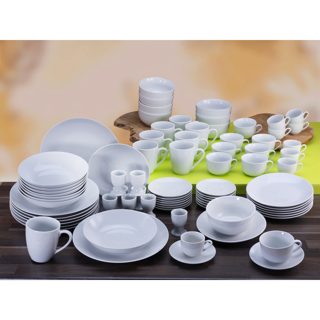 CreaTable Kombiservice »Geschirr-Set Luna«, (Set, 80 tlg., Kaffeeservice und Tafelservice im Set, für 8 Personen)