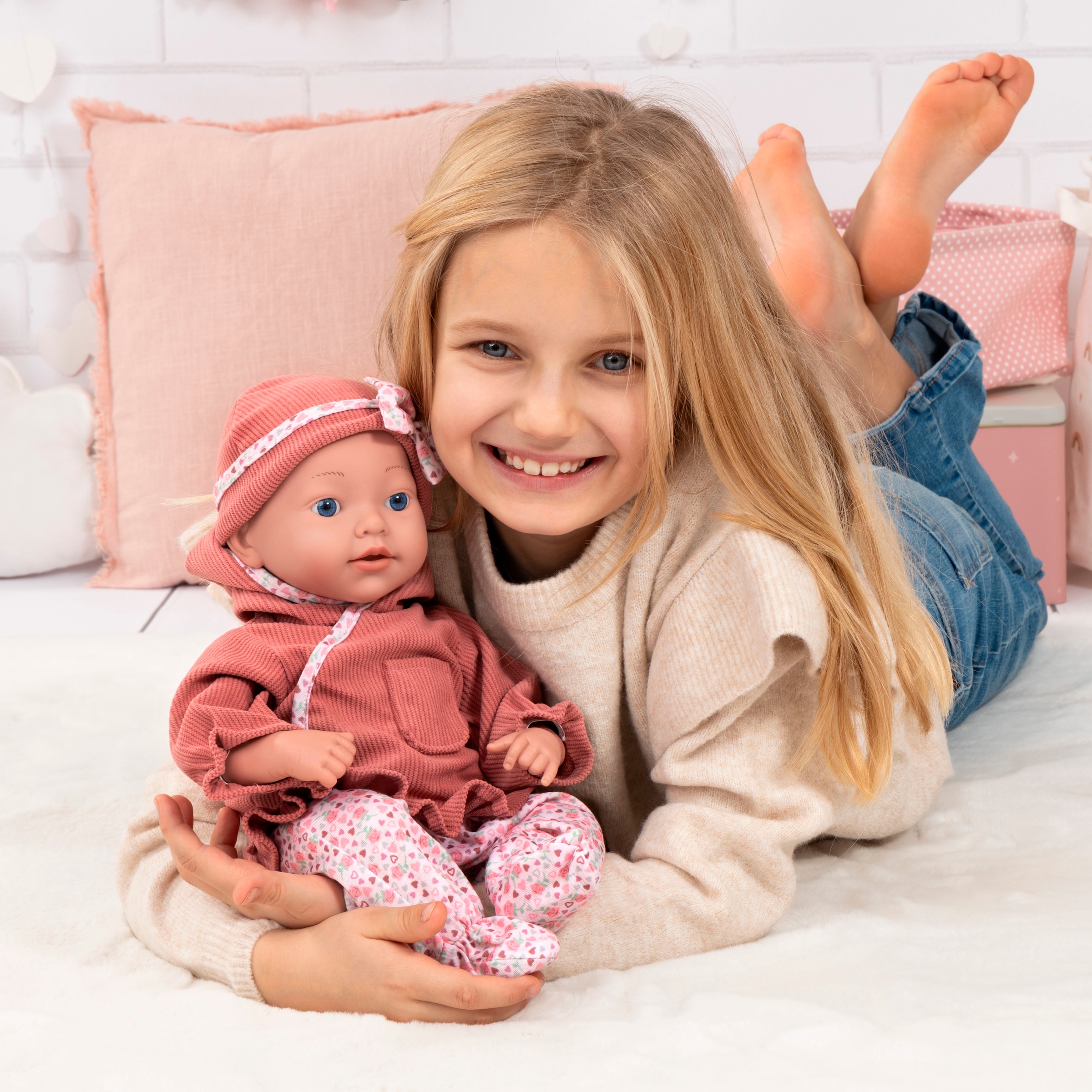 Bayer Babypuppe »Reborn Baby, 38 cm Herzchen braun«