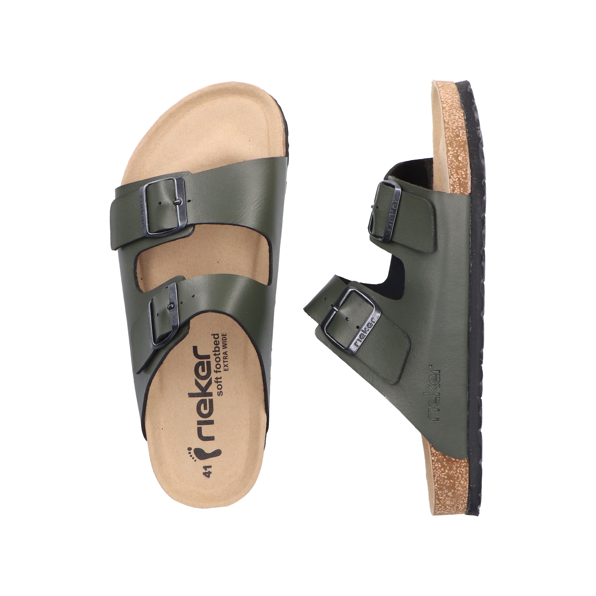 Rieker Pantolette, Sommerschuh, Schlappen, Hausschuh, mit zwei Schnallenverschlüsse