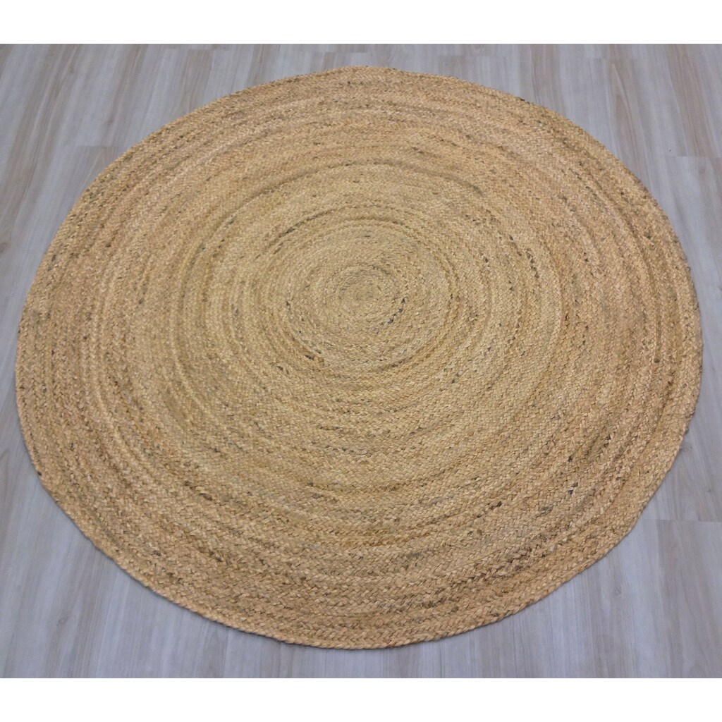 DELAVITA Teppich »Inga«, rund, 14 mm Höhe, Naturprodukt aus Jute, Wendeteppich, handgewebt, Wohnzimmer