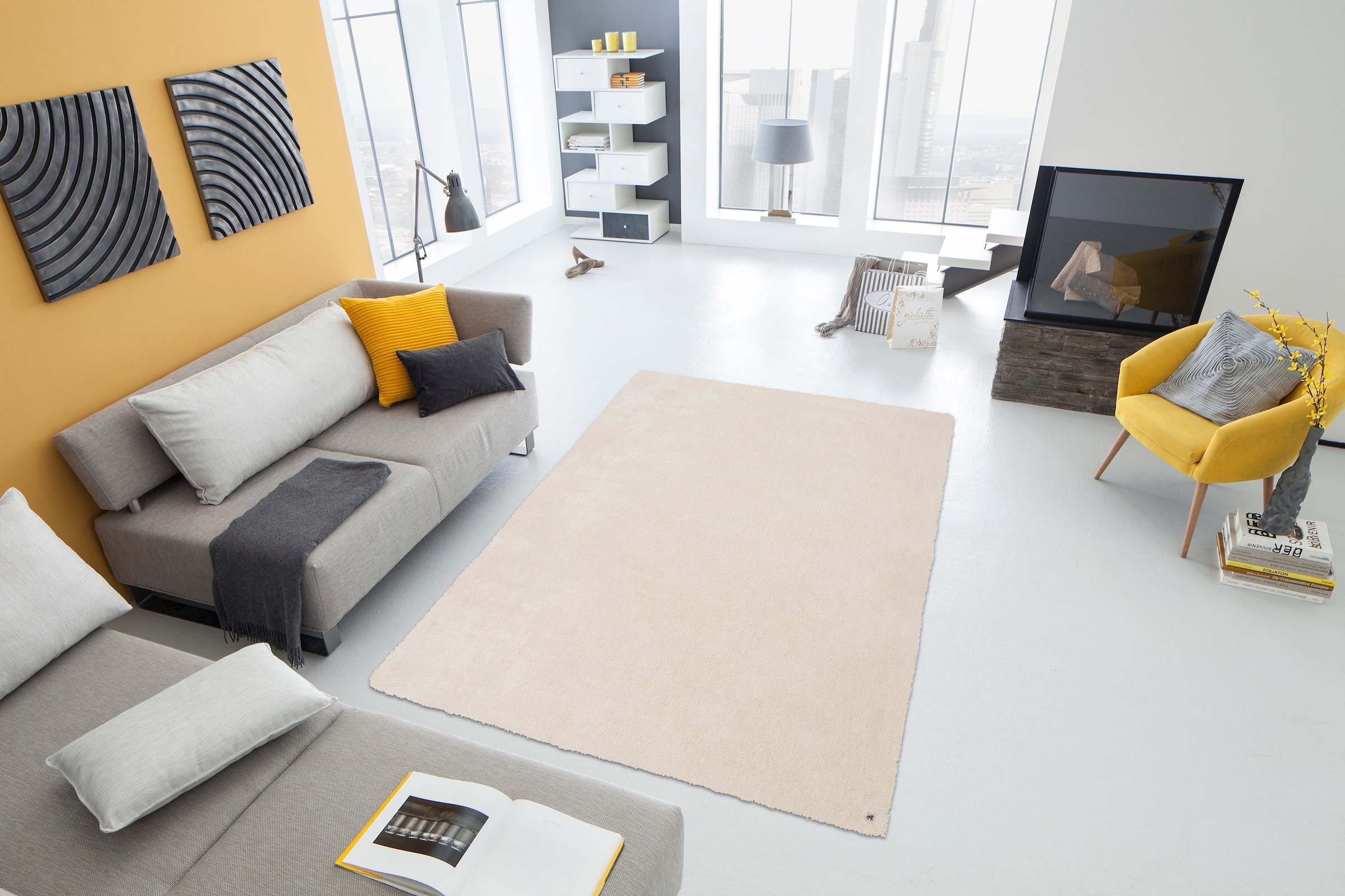 TOM TAILOR HOME Hochflor-Teppich »Soft«, rechteckig, 35 mm Höhe, handgetuftet, Uni-Farben, super weich und flauschig