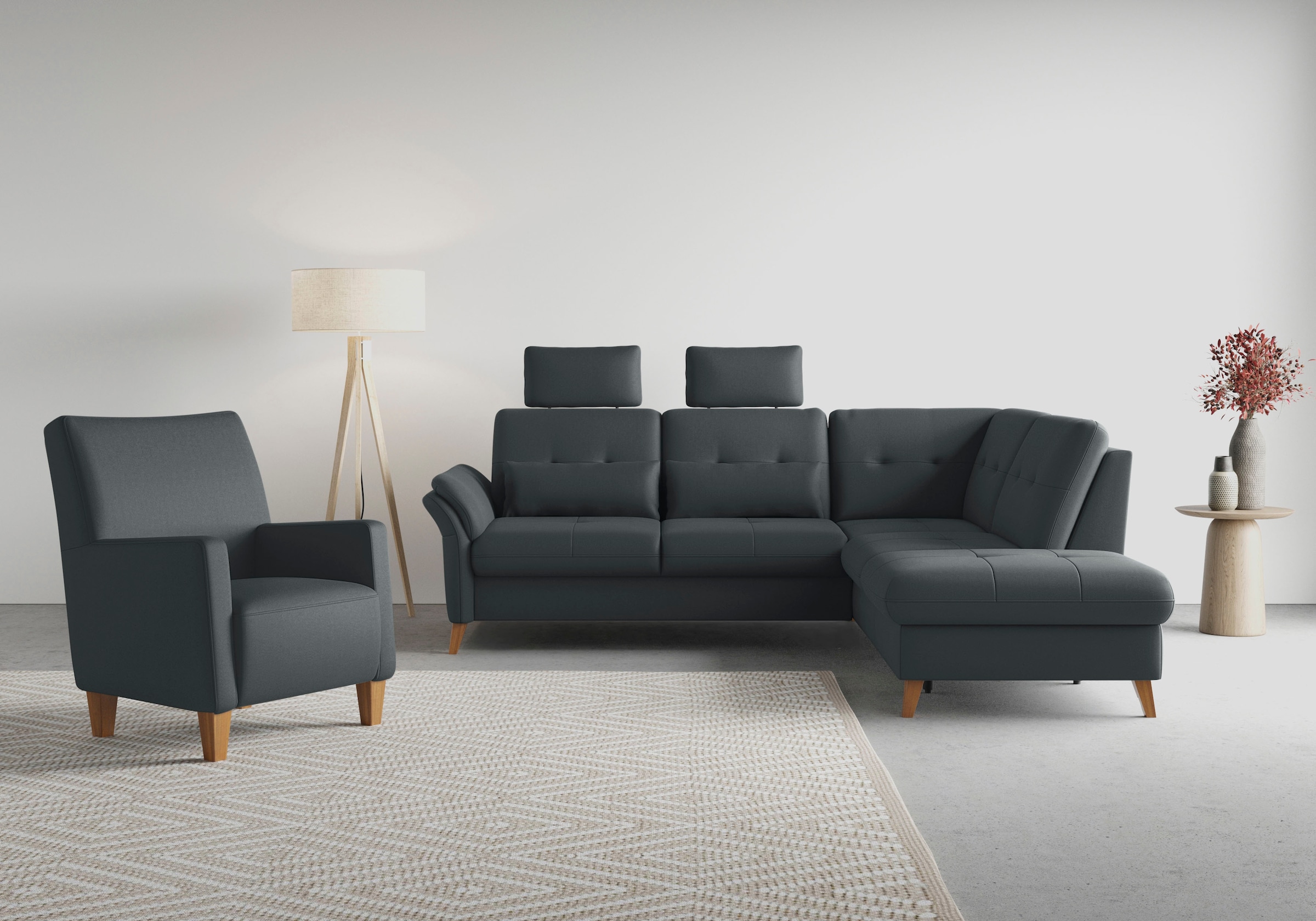 sit&more Ecksofa »Göteborg« inkl. Sitztiefenverstellung, wahlweise mit Bettfunktion & Bettkasten