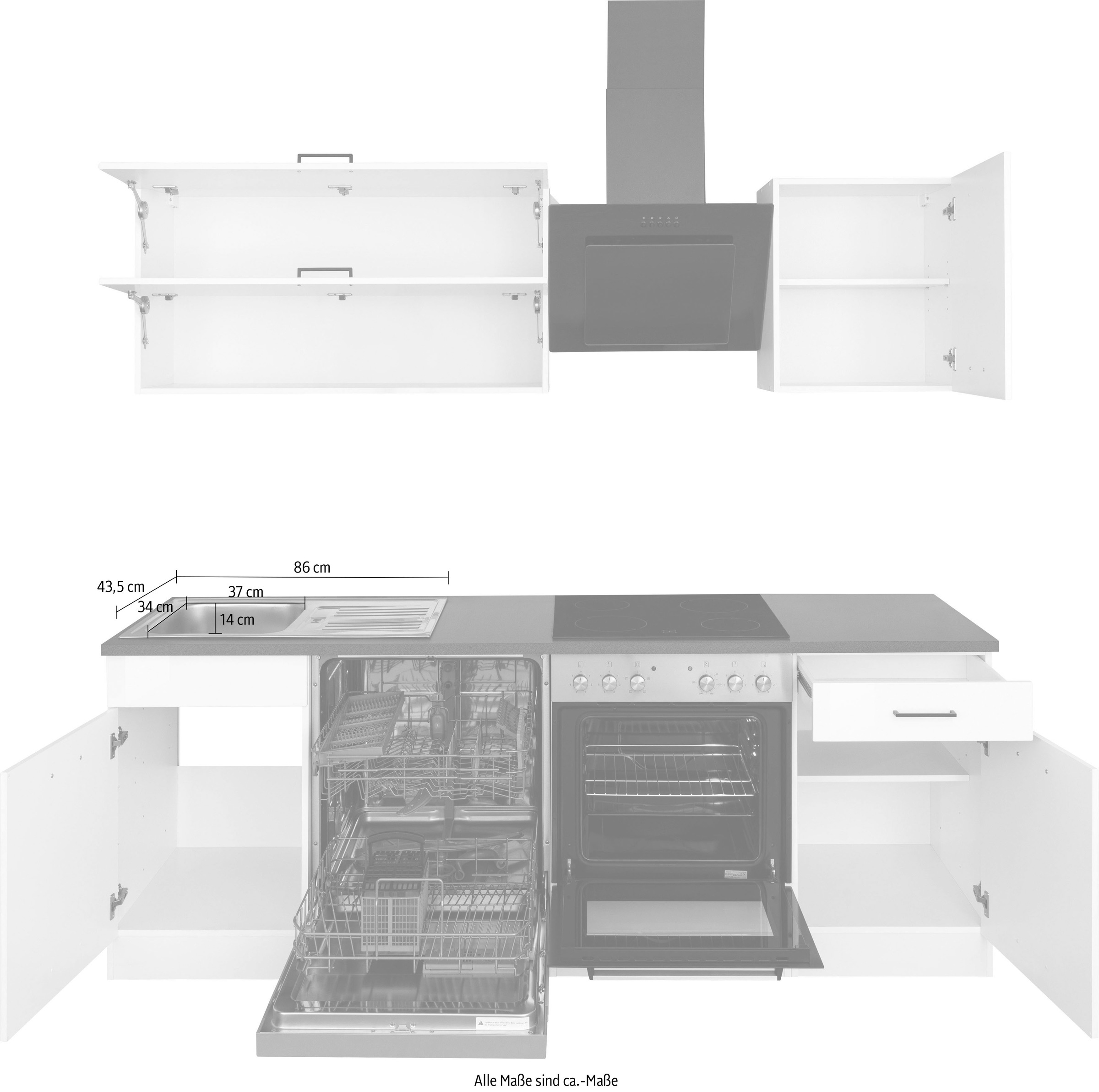 HELD MÖBEL Küchenzeile »Trier«, ohne E-Geräte, Breite 220 cm bequem  bestellen