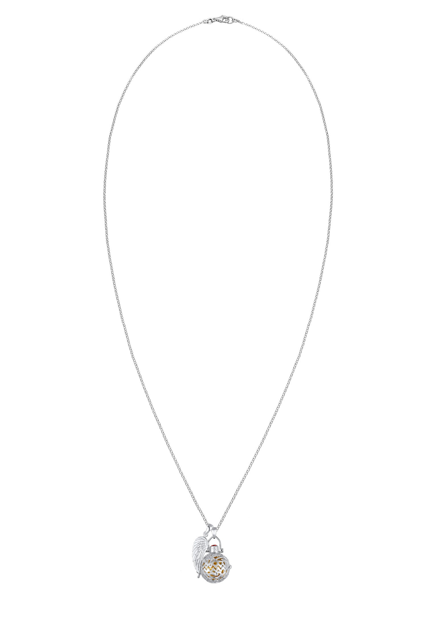 Nenalina Lange Kette »Halskette Engelsflüsterer Granat (16 mm) Flügel 925 Silber«