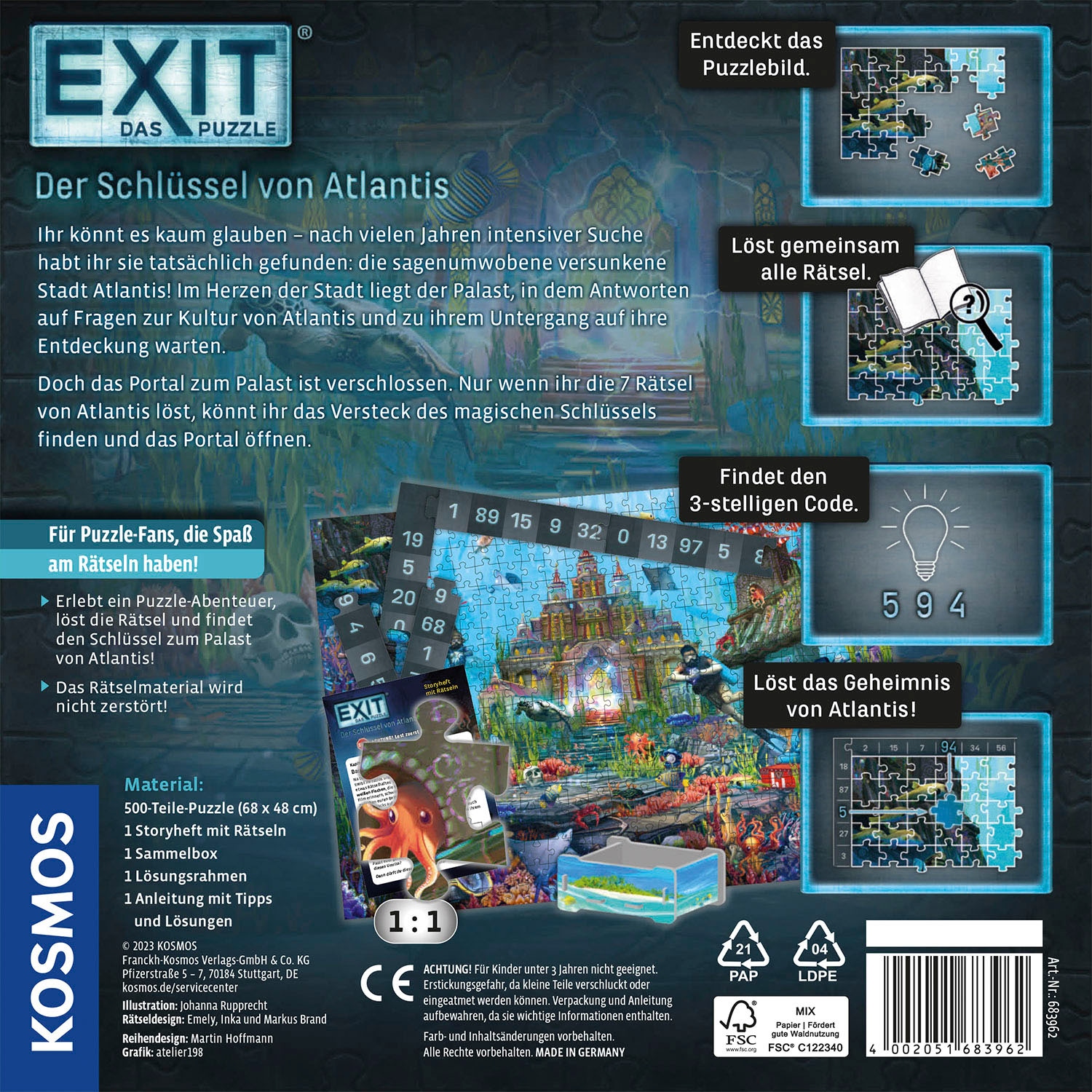 Kosmos Puzzle »EXIT, Das Puzzle, Der Schlüssel von Atlantis«, Made in Germany