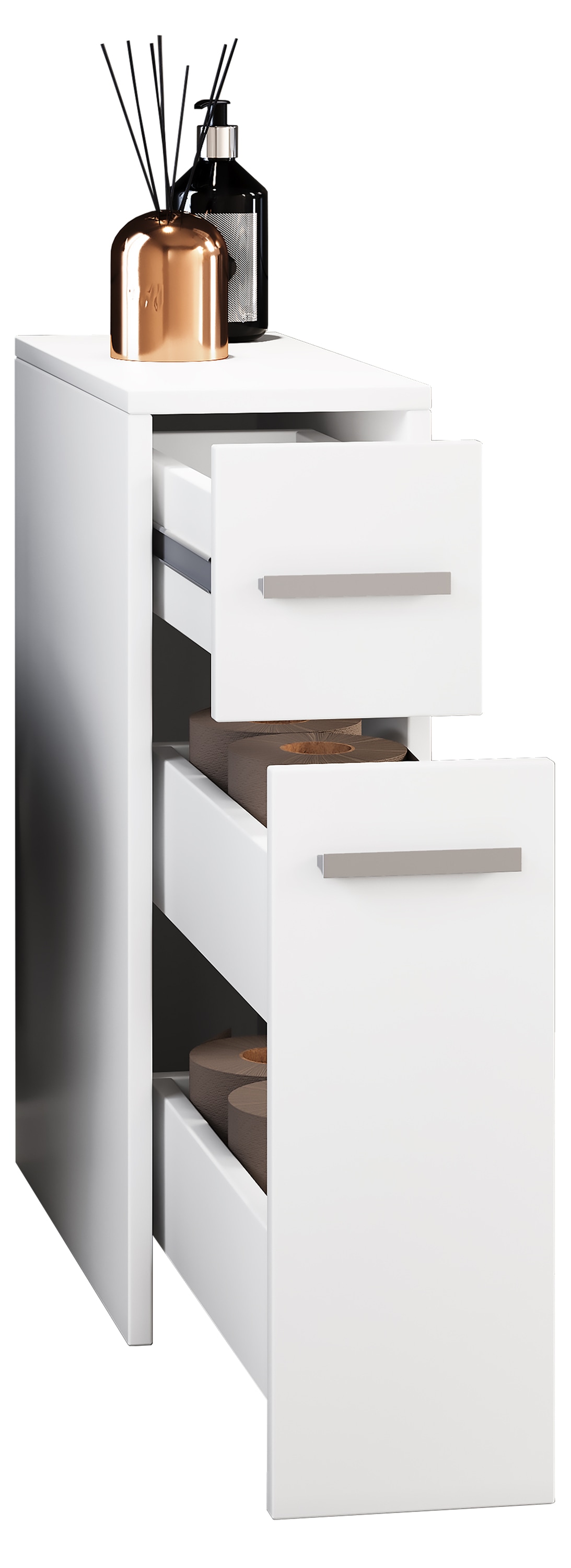 VCM Hochschrank »VCM Holz Midischrank | Nischenschrank | Maße: H. 61 x B. 20 x T. 45 cm | Raumteiler | 2 Schubladen - Zalo«, (1 St.)